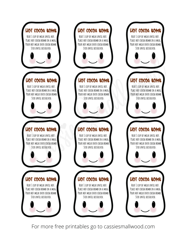 Adorable Hot Chocolate Bomb Labels (Free Printable) - Cassie Smallwood with Printable Hot Cocoa Tags