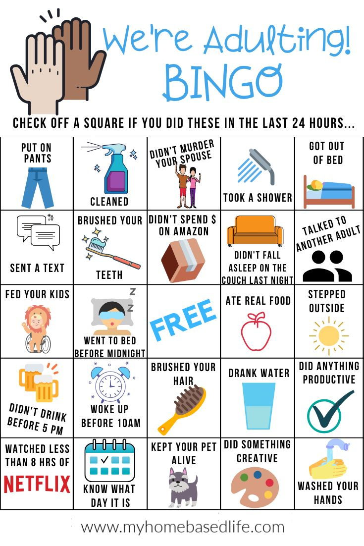 Adulting Bingo | throughout Funny Bingo Card Ideas