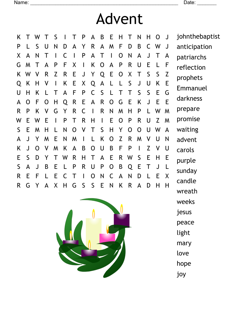 Advent Wreath Word Search - Wordmint within Advent Word Search Free Printable