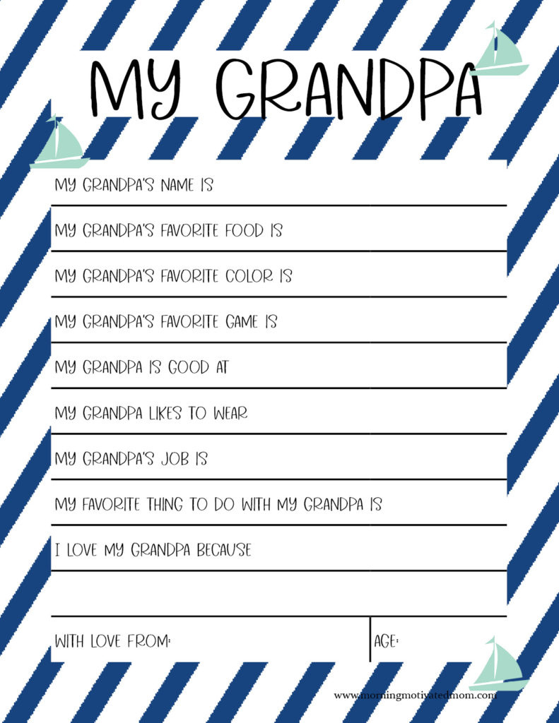 All About Dad Printable - Handmade Gift For Dad – Morning in All About My Grandpa Printable Free