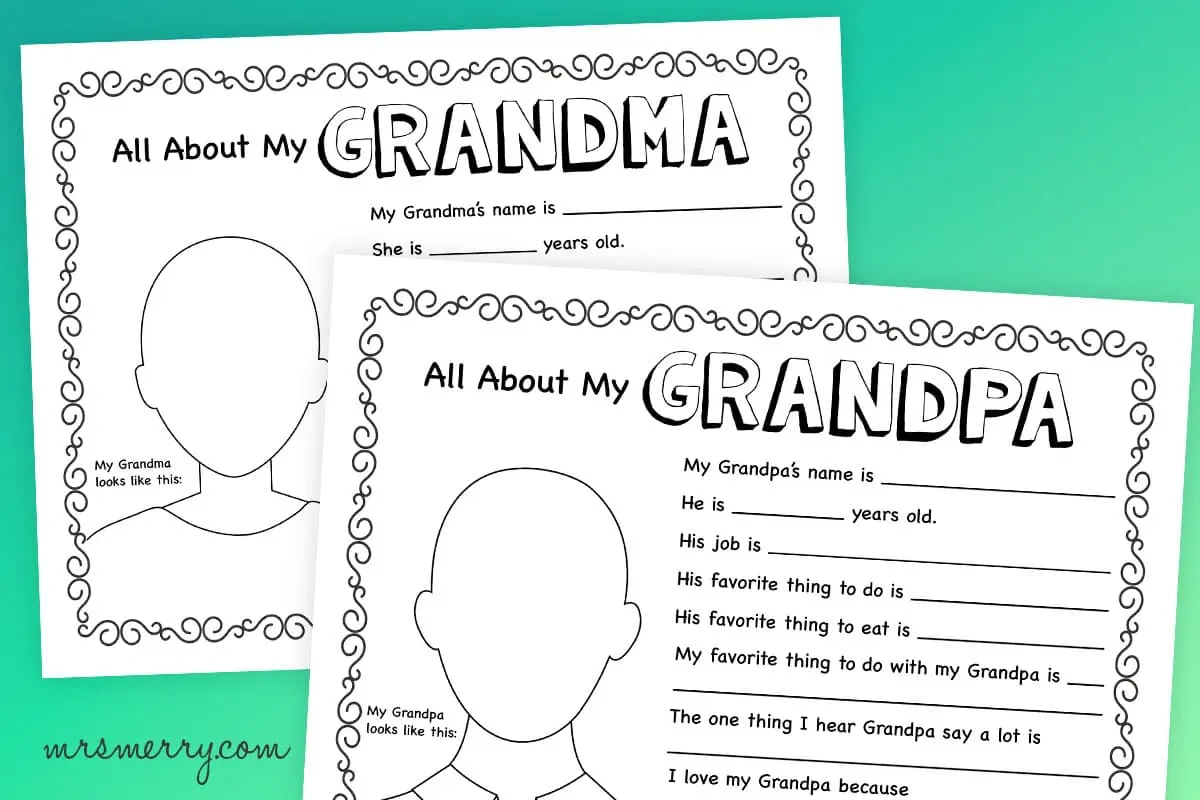 All About Grandparents Printables | Mrs. Merry inside All About My Grandparents Printable