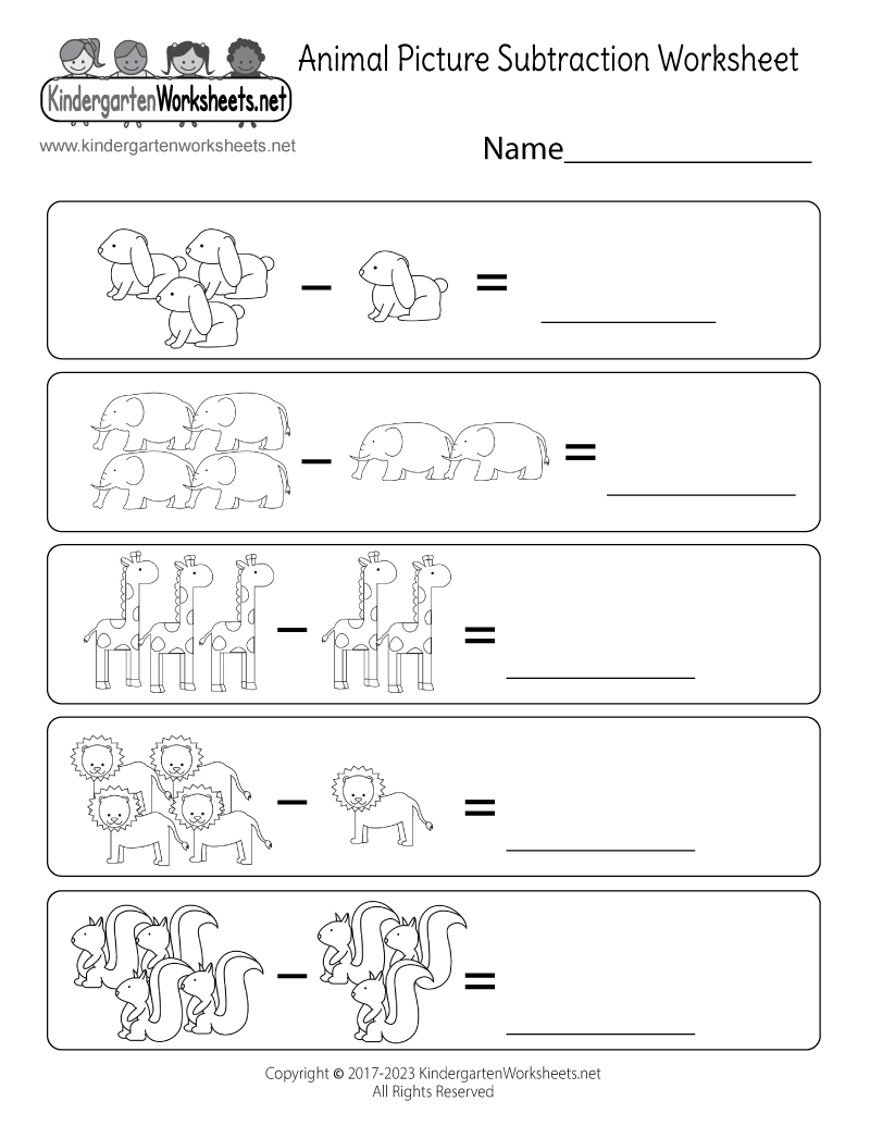 Animal Picture Subtraction Worksheet - Free Printable, Digital, &amp;amp; Pdf with Animal Picture Subtraction Worksheet