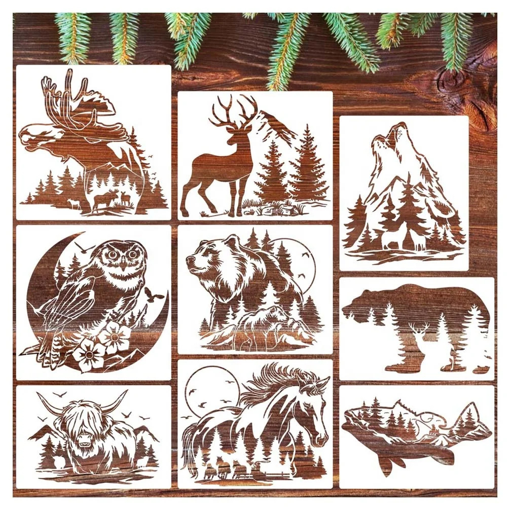 Animal Wood Burning Stencils For Painting Big Deer Stencils Horse Stencil Bear Wolf Moose Drawing Templates For Diy for Beginner Free Printable Wildlife Wood Burning Patterns
