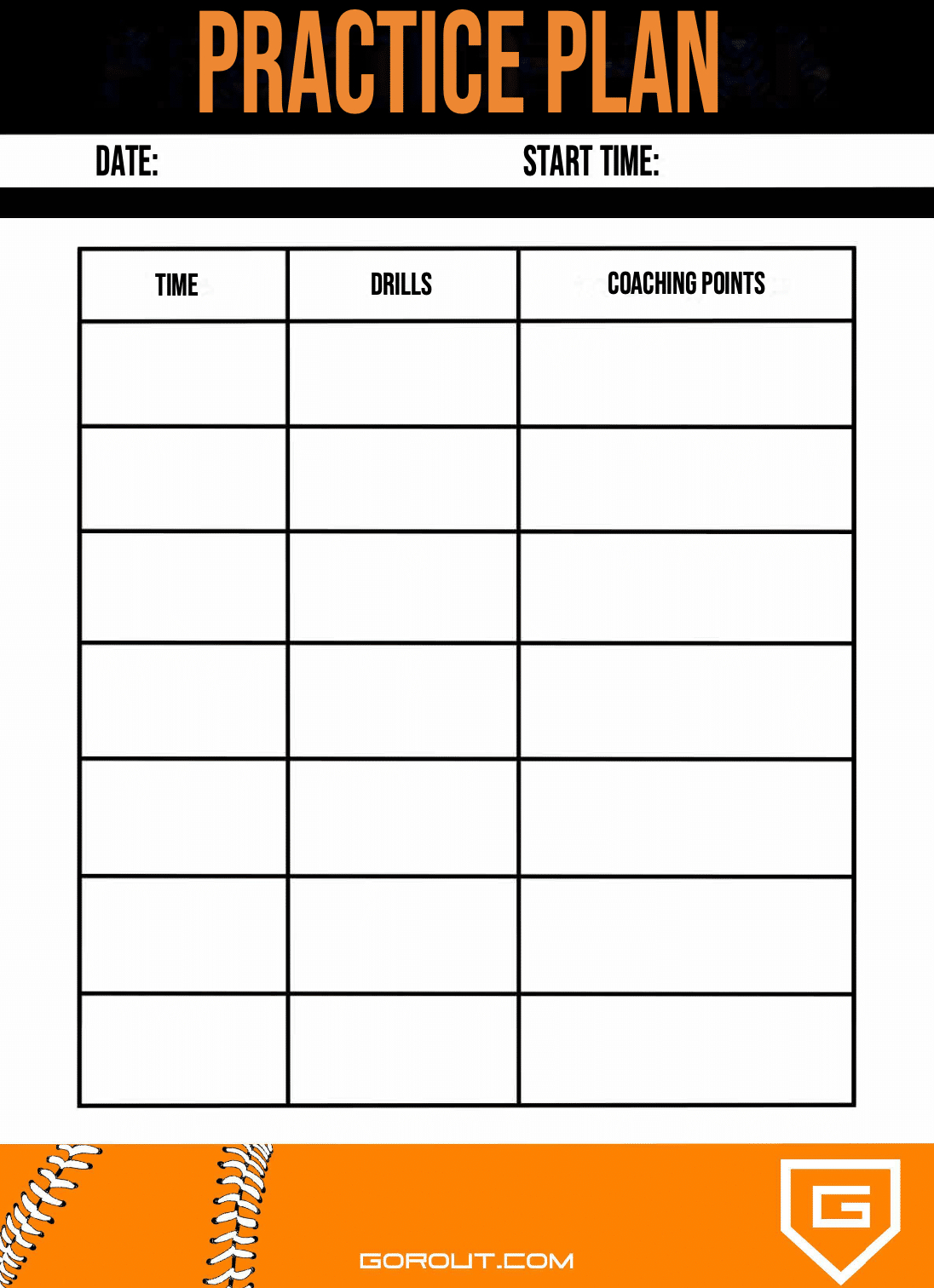 Baseball Practice Plans (Free) - Gorout in Printable Baseball Practice Template