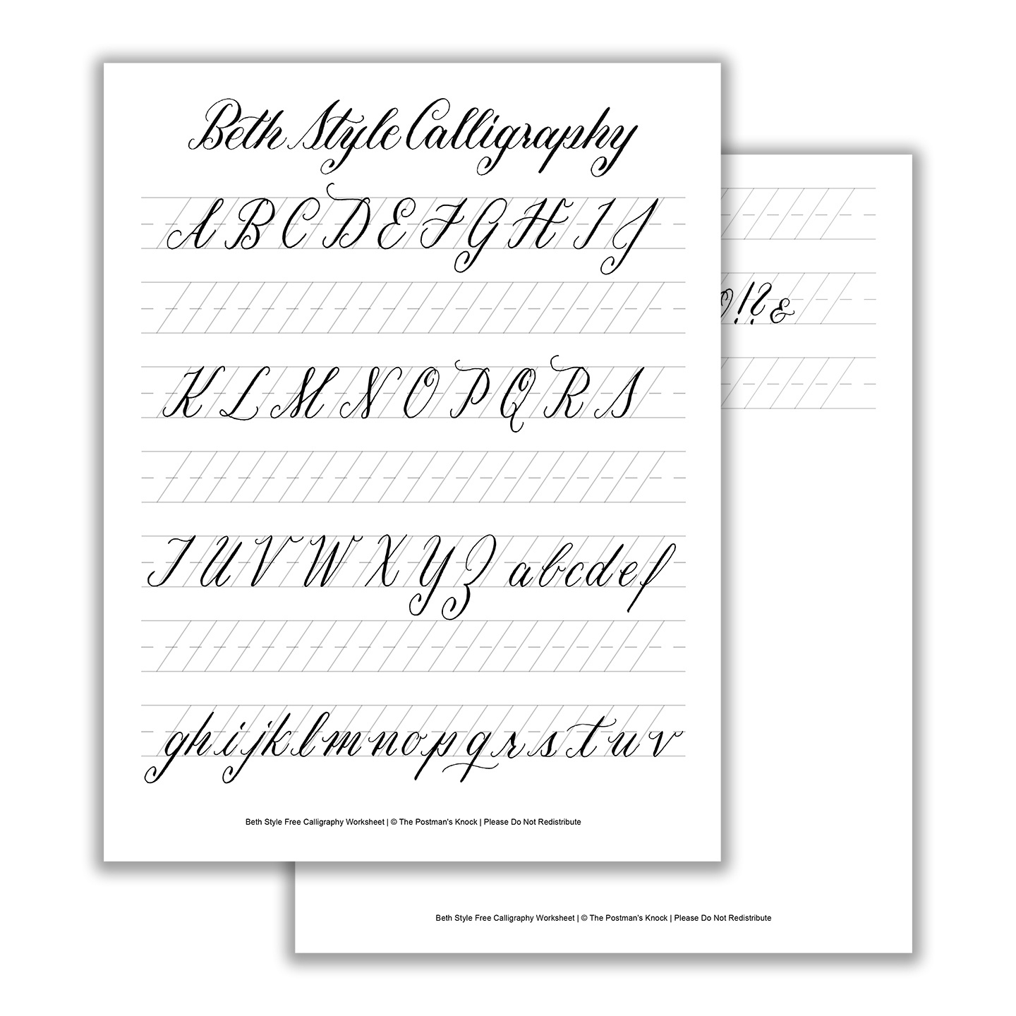 Beth Style Calligraphy Standard Worksheet | The Postman&amp;#039;S Knock pertaining to Free Printable Calligraphy Worksheets