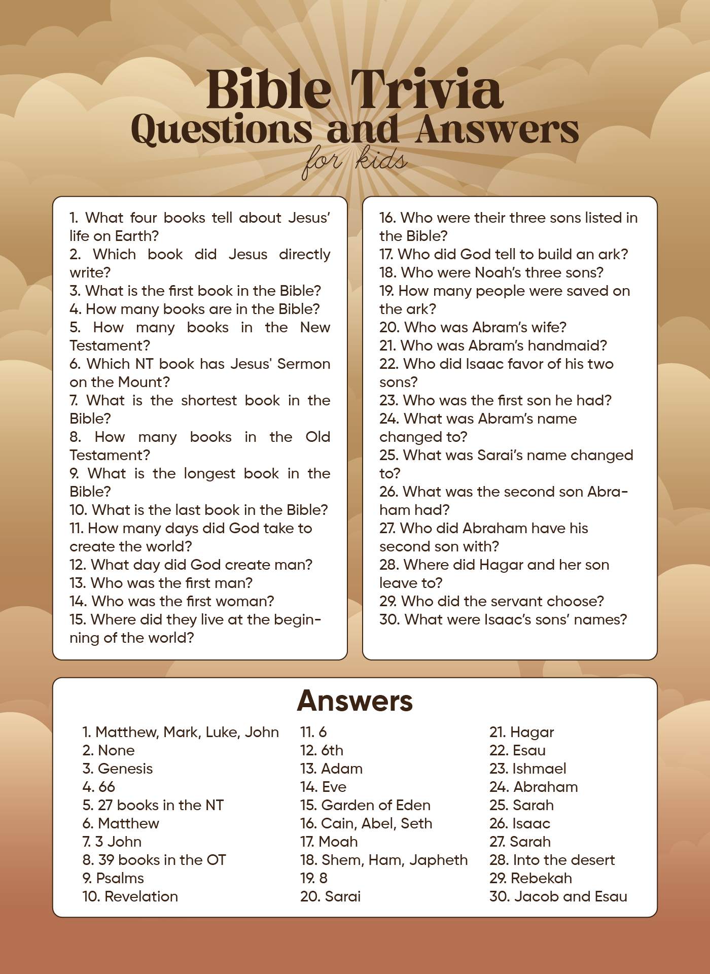 Bible Trivia Questions And Answers - 10 Free Pdf Printables intended for Free Printable Bible Trivia Questions and Answers