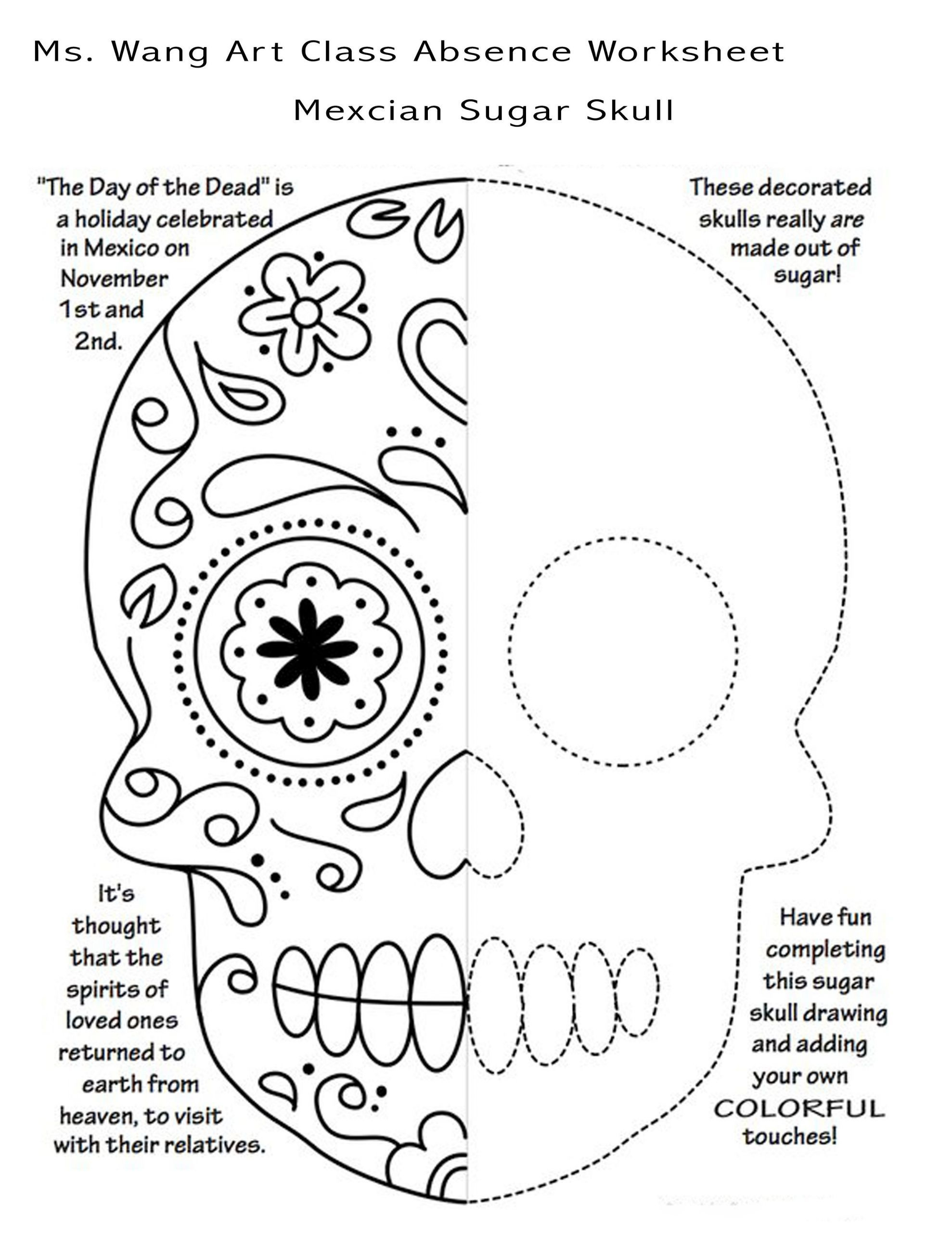 Blank Sugar Skull Template (3) - Templates Example intended for Printable Day of the Dead Worksheets