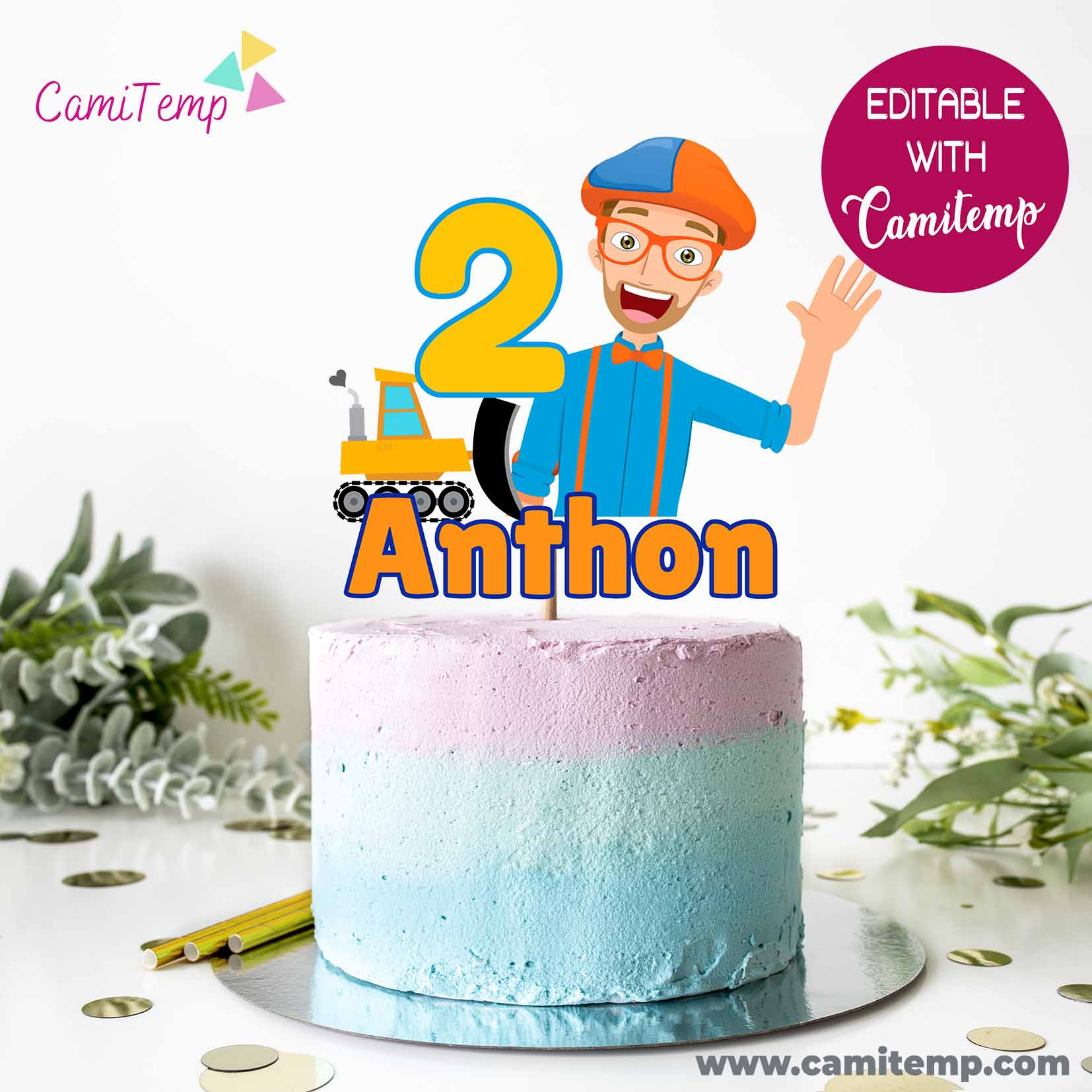 Blippi Cake Topper - Cami Templates in Free Printable Blippi Cake Topper