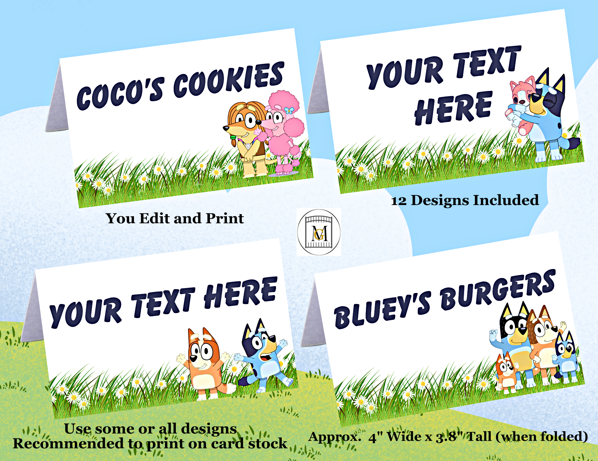 Bluey Birthday Party Food Label-Candy Label-Place Cards/ Editable within Free Printable Bluey Party Food Labels