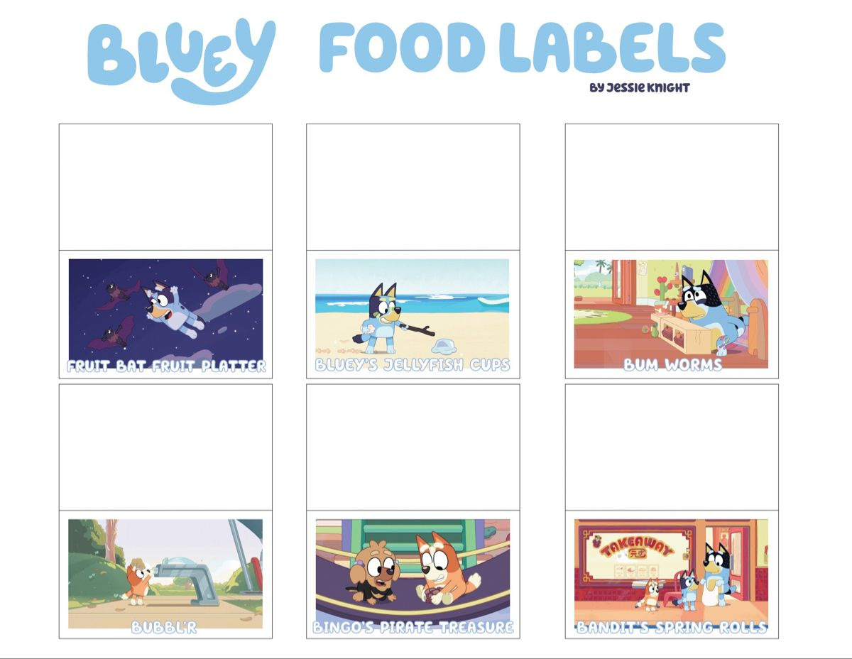 Bluey Party Food Labels within Free Printable Bluey Party Food Labels