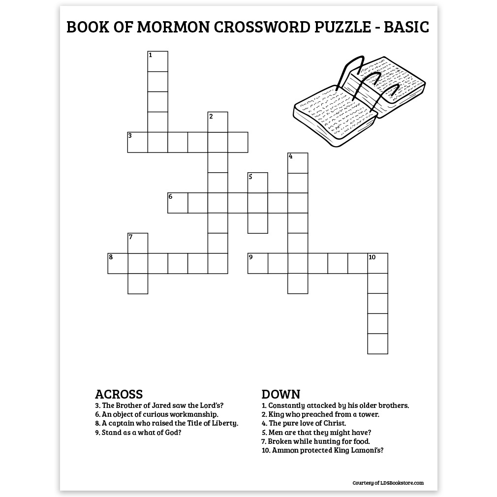 Book Of Mormon Crossword Puzzle - Basic inside LDS Crossword Puzzles Printable