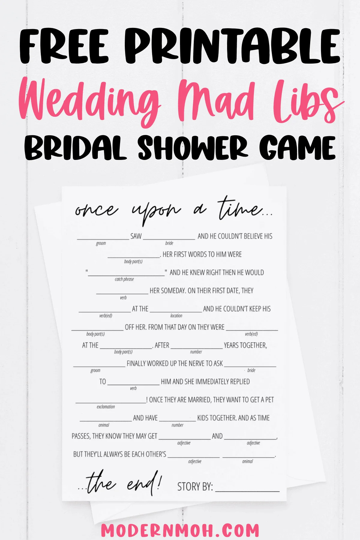 Bridal Shower Mad Libs Free Printable | Modern Moh with Wedding Mad Libs Free Printable