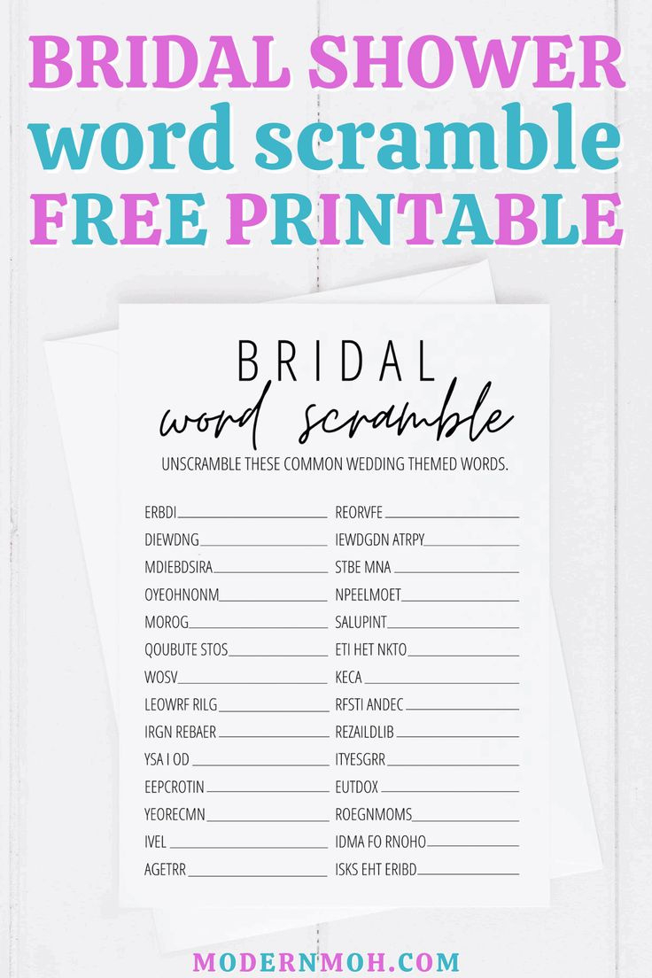Bridal Shower Word Scramble Free Printable with regard to Free Printable Bridal Shower Word Scramble
