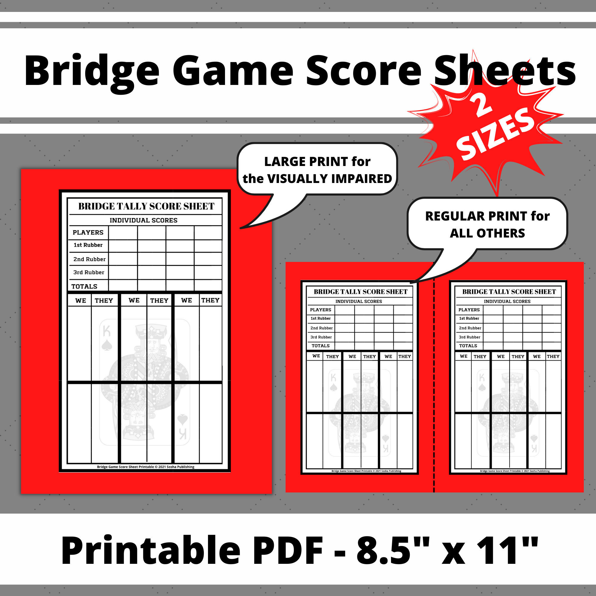 Bridge Game Score Sheets, Printable Bridge Score Pad, Bridge Score for Free Printable Bridge Tally Sheets