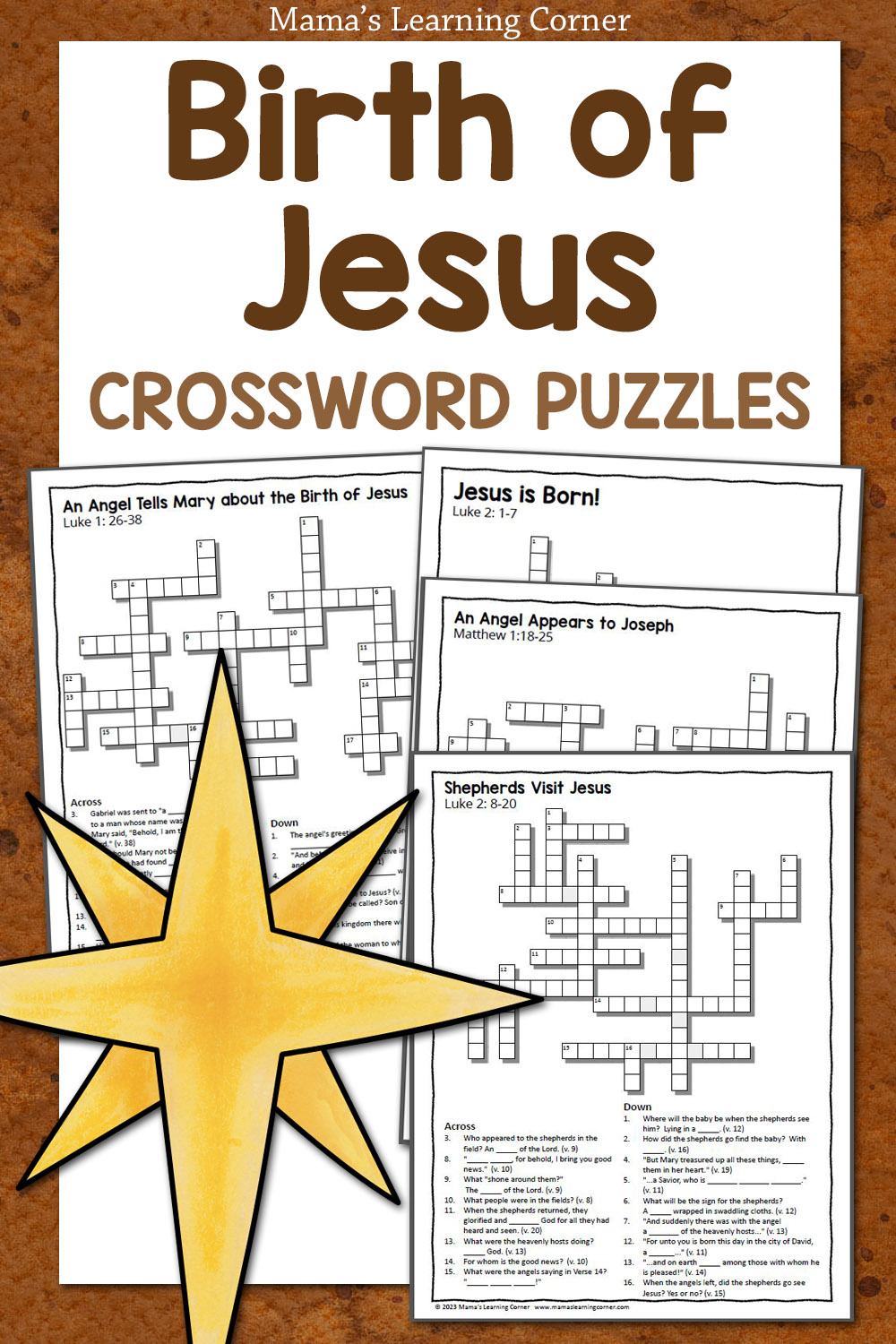 Christmas Birth Of Jesus Crossword Puzzles - Mamas Learning Corner with regard to Printable Bible Crossword Puzzles with Scripture References