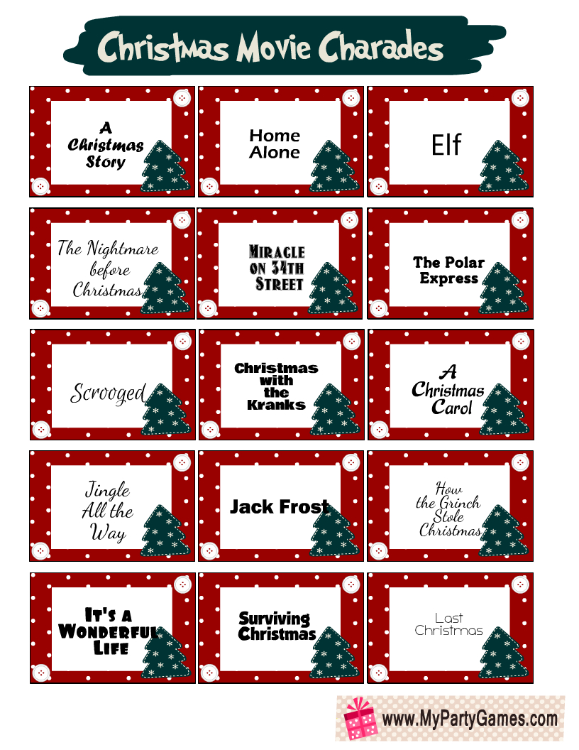 Christmas Charades with regard to Christmas Charades Free Printable