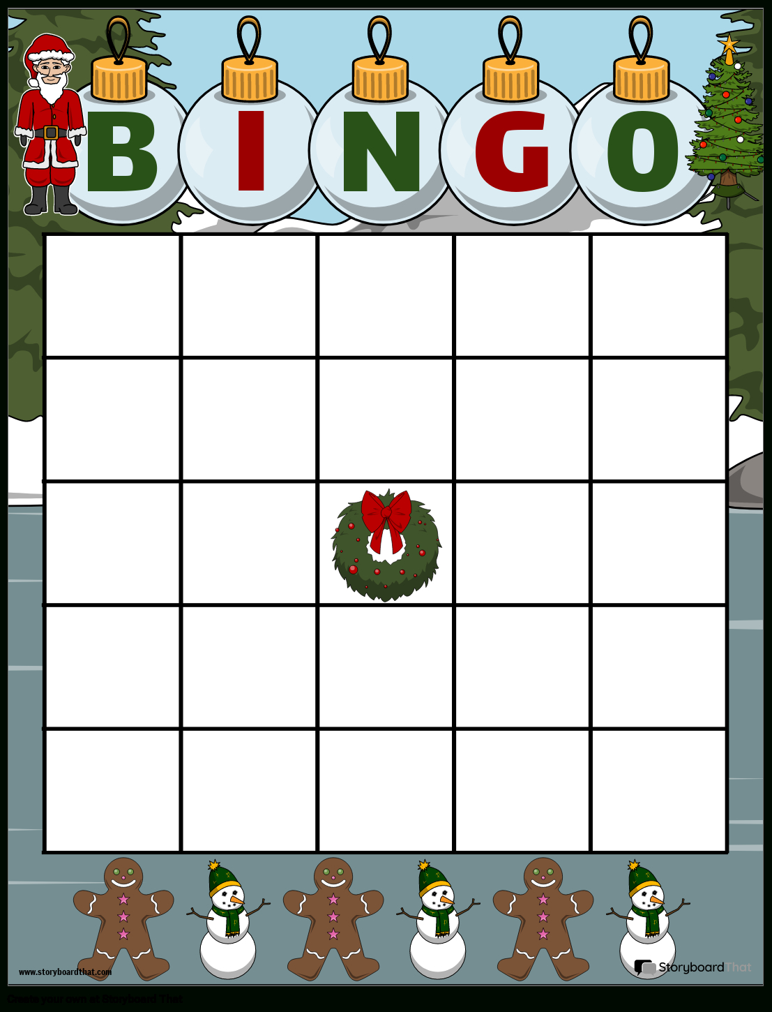 Christmas-Themed Bingo Card Activity Storyboard in Blank Christmas Bingo Card