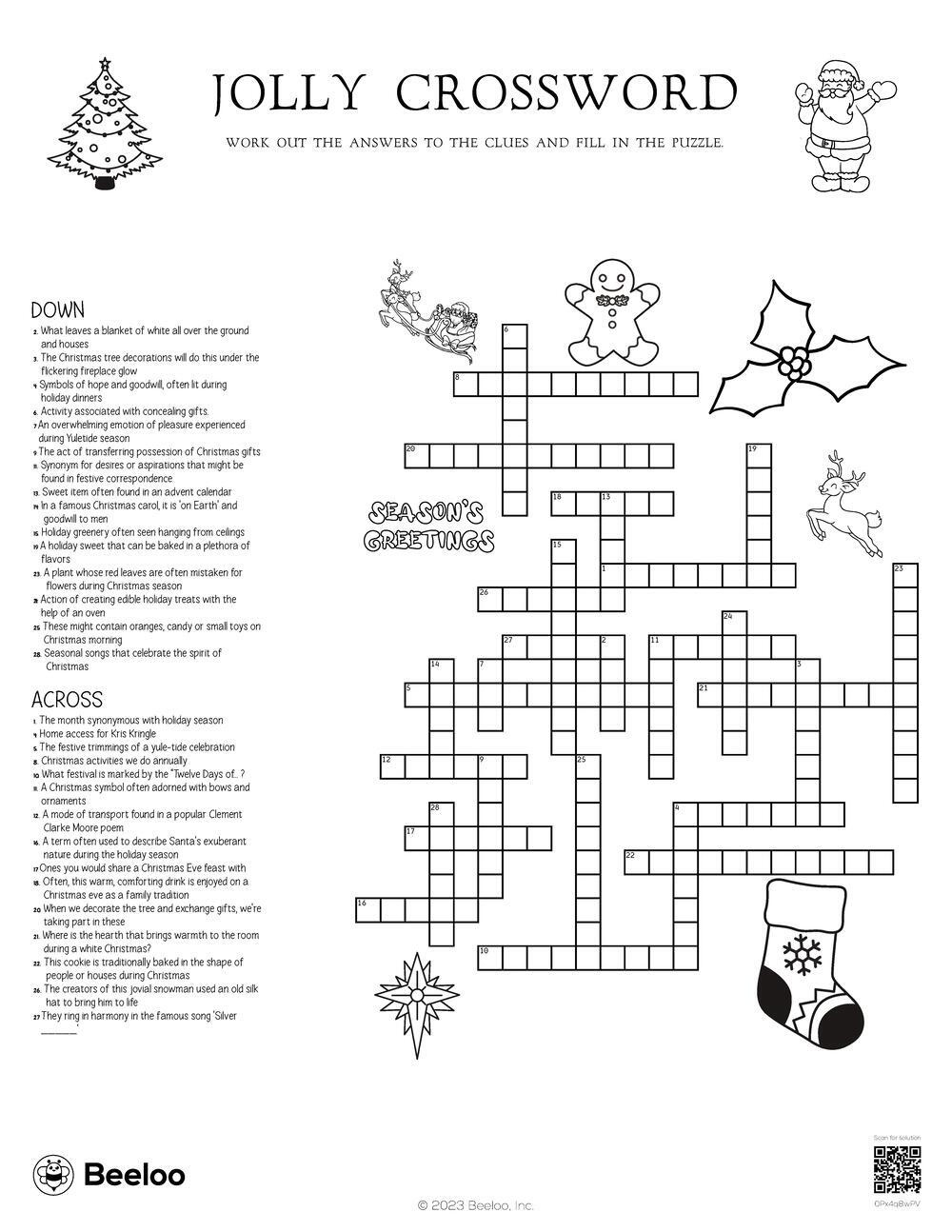 Christmas-Themed Crossword Puzzles • Beeloo Printable Crafts And pertaining to Free Printable Christmas Crosswords