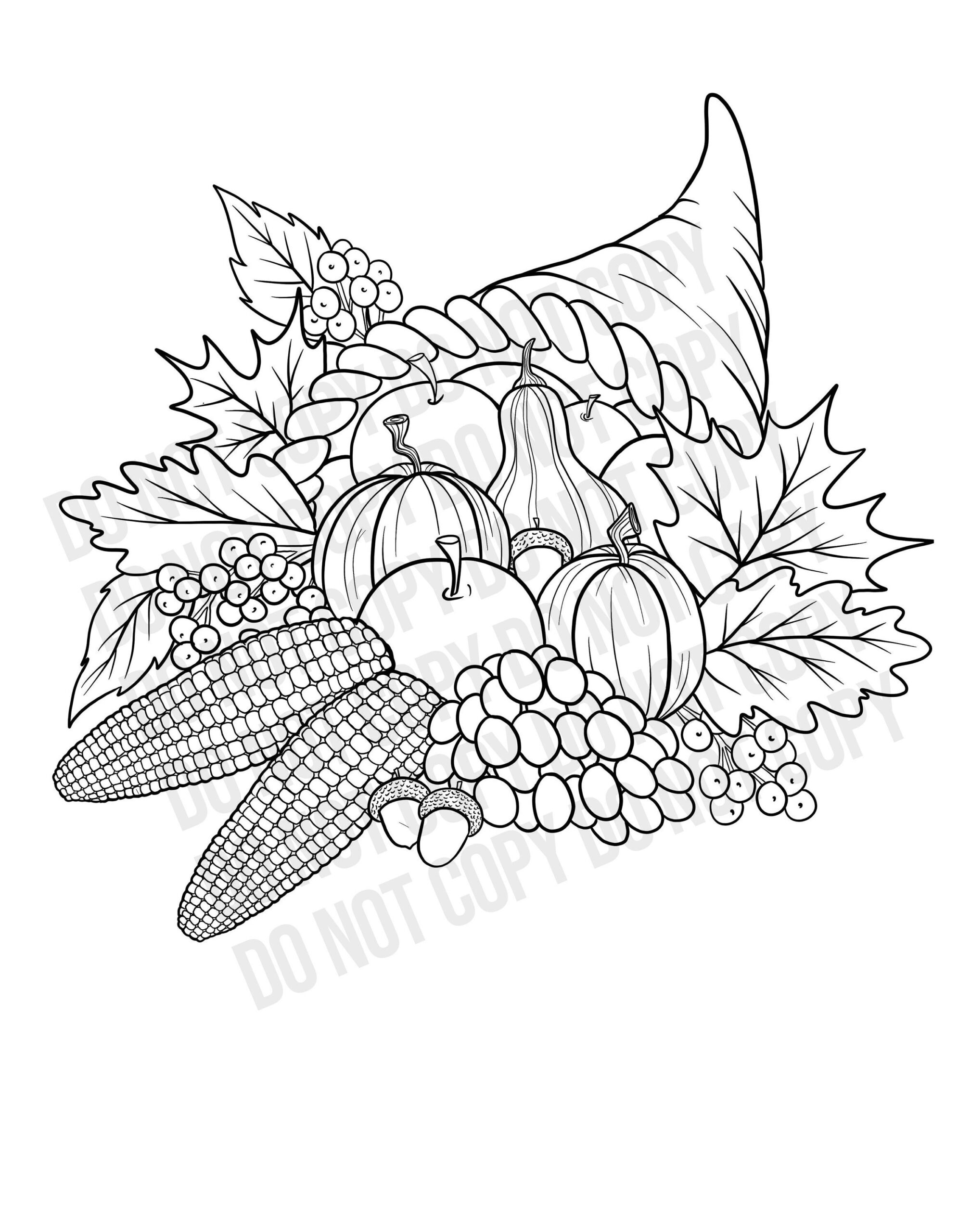 Cornucopia, Printable, Digital Download, Activity, Autumn inside Free Printable Cornucopia Coloring Pages