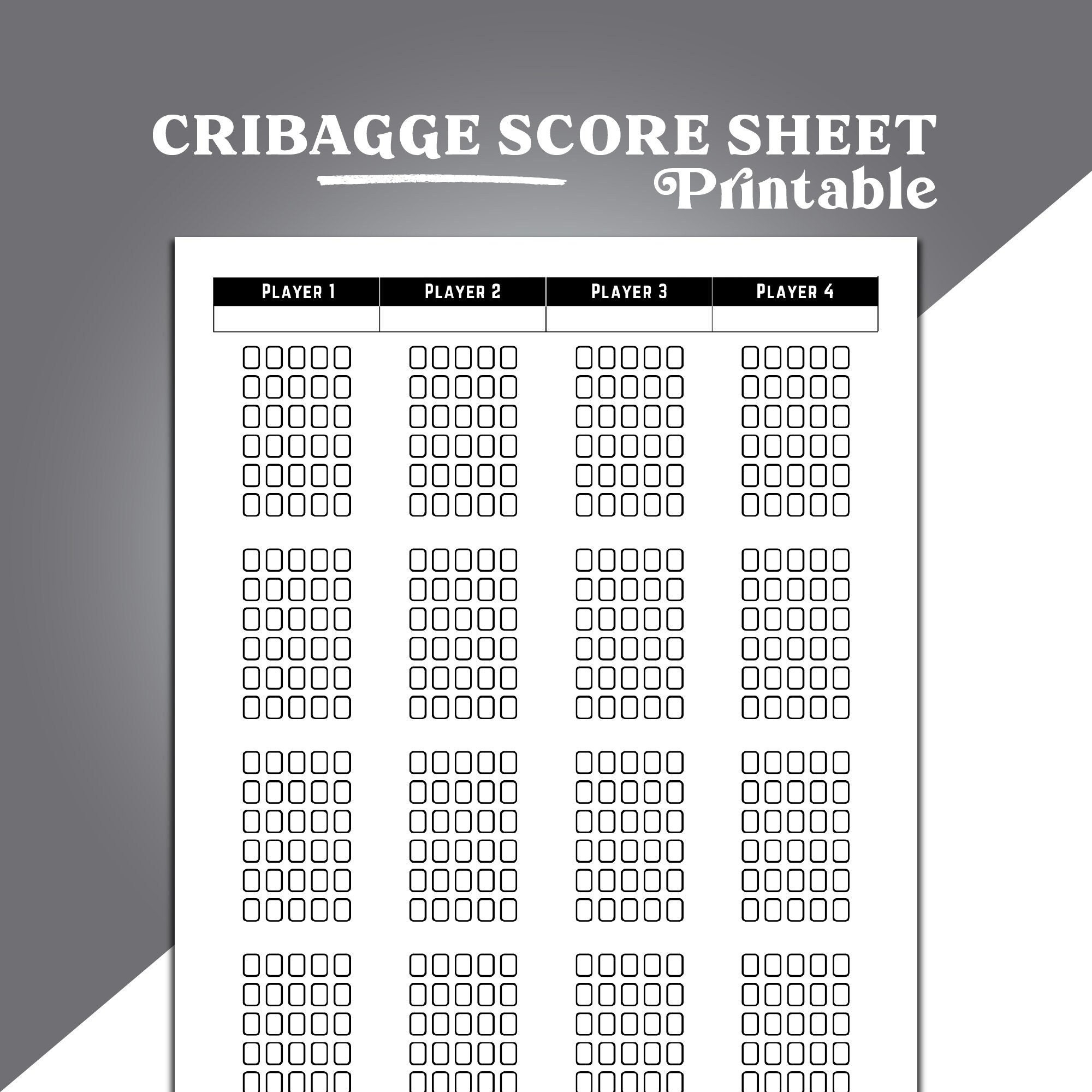 Cribbage Score Sheets, Cribbage Scoring, Cribbage Scoring Aid in Cribbage Score Sheet Printable