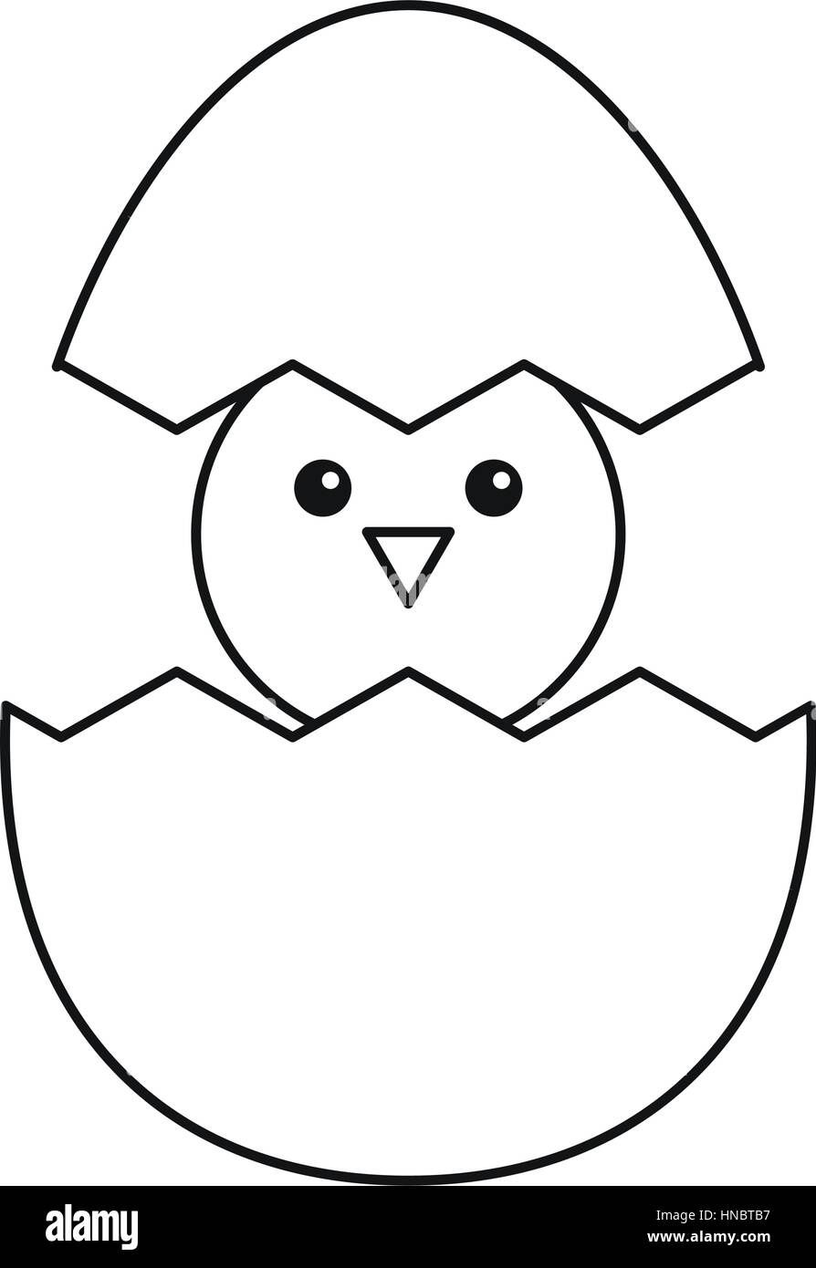 Cute Easter Egg Chicken Thin Line Stock Vector Image &amp;amp; Art - Alamy in Easter Chick Stencil
