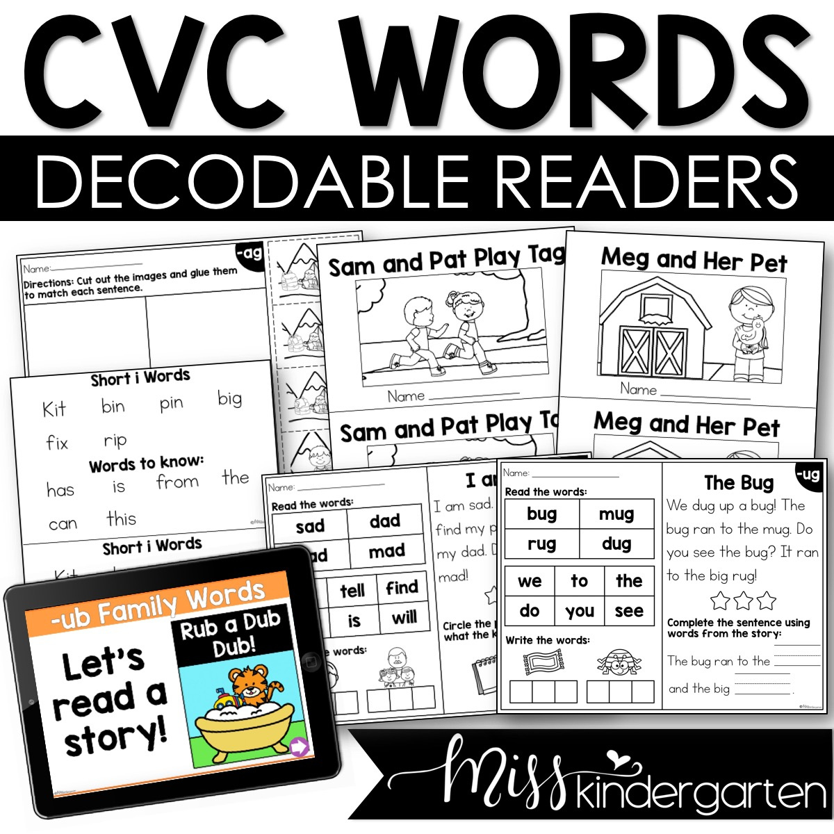 Cvc Words Decodable Readers Kindergarten Small Group Reading Books - Miss Kindergarten pertaining to Decodable Books For Kindergarten Printable