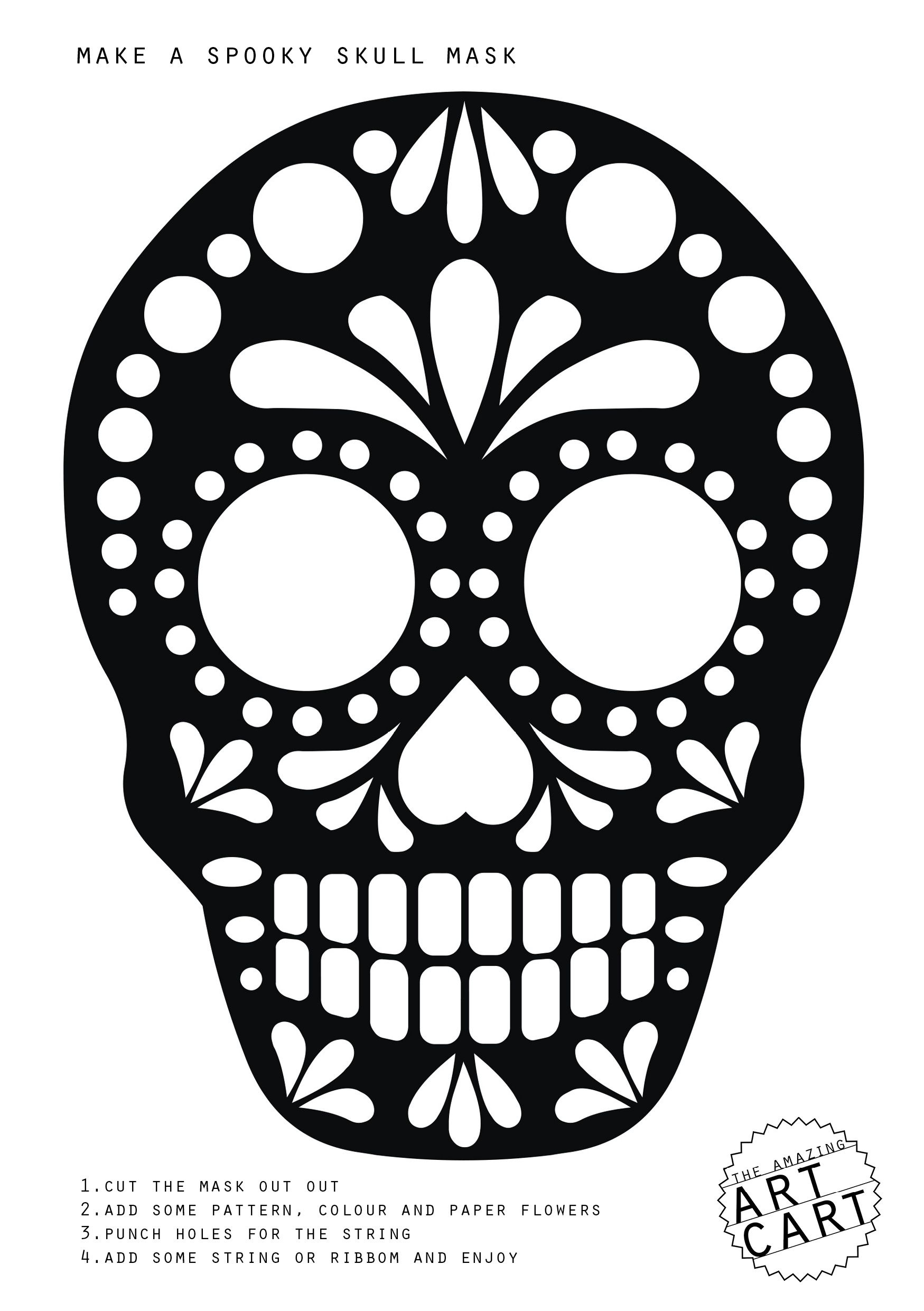 Day Of The Dead Mask Printable inside Printable Day of the Dead Mask