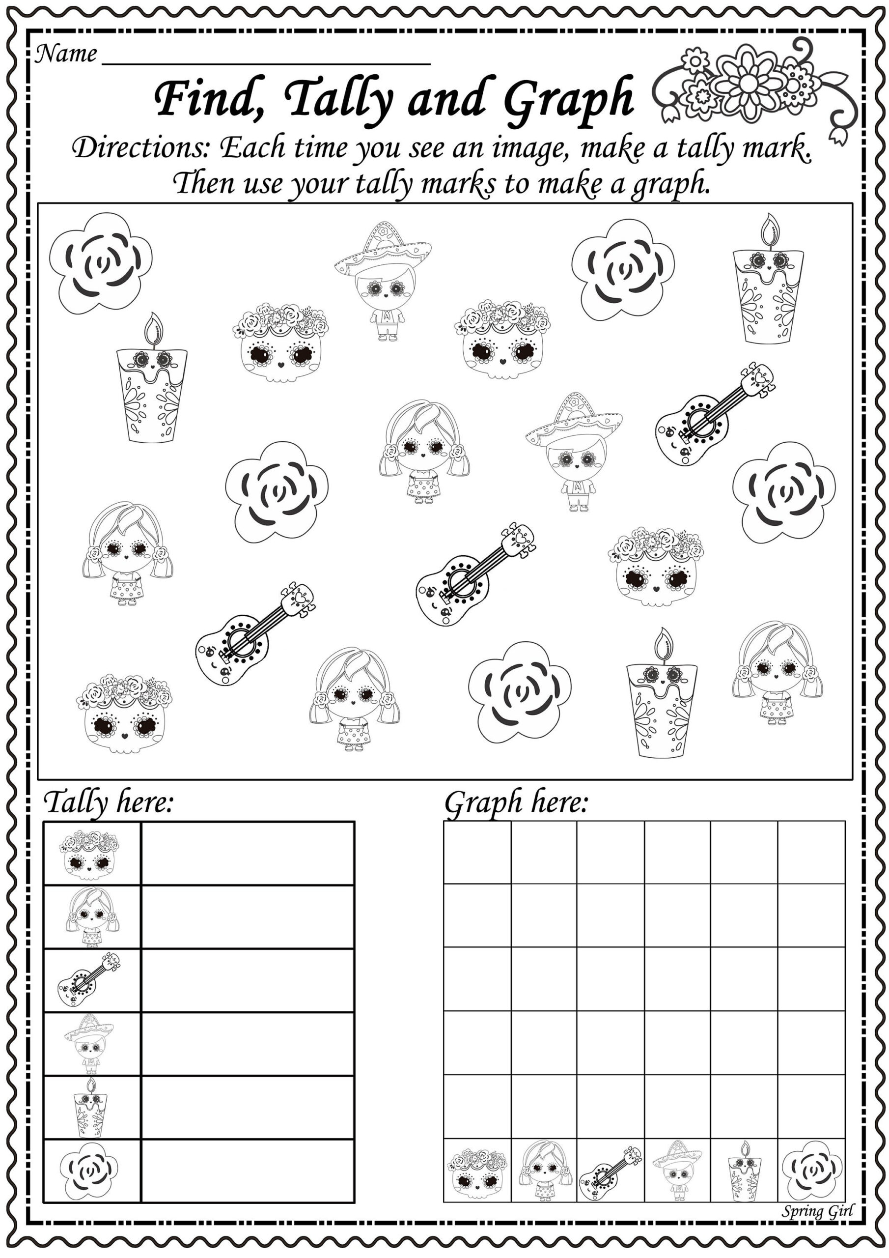 Day Of The Dead Math And Literacy Packet | Printable Worksheets - Etsy with Printable Day of the Dead Worksheets