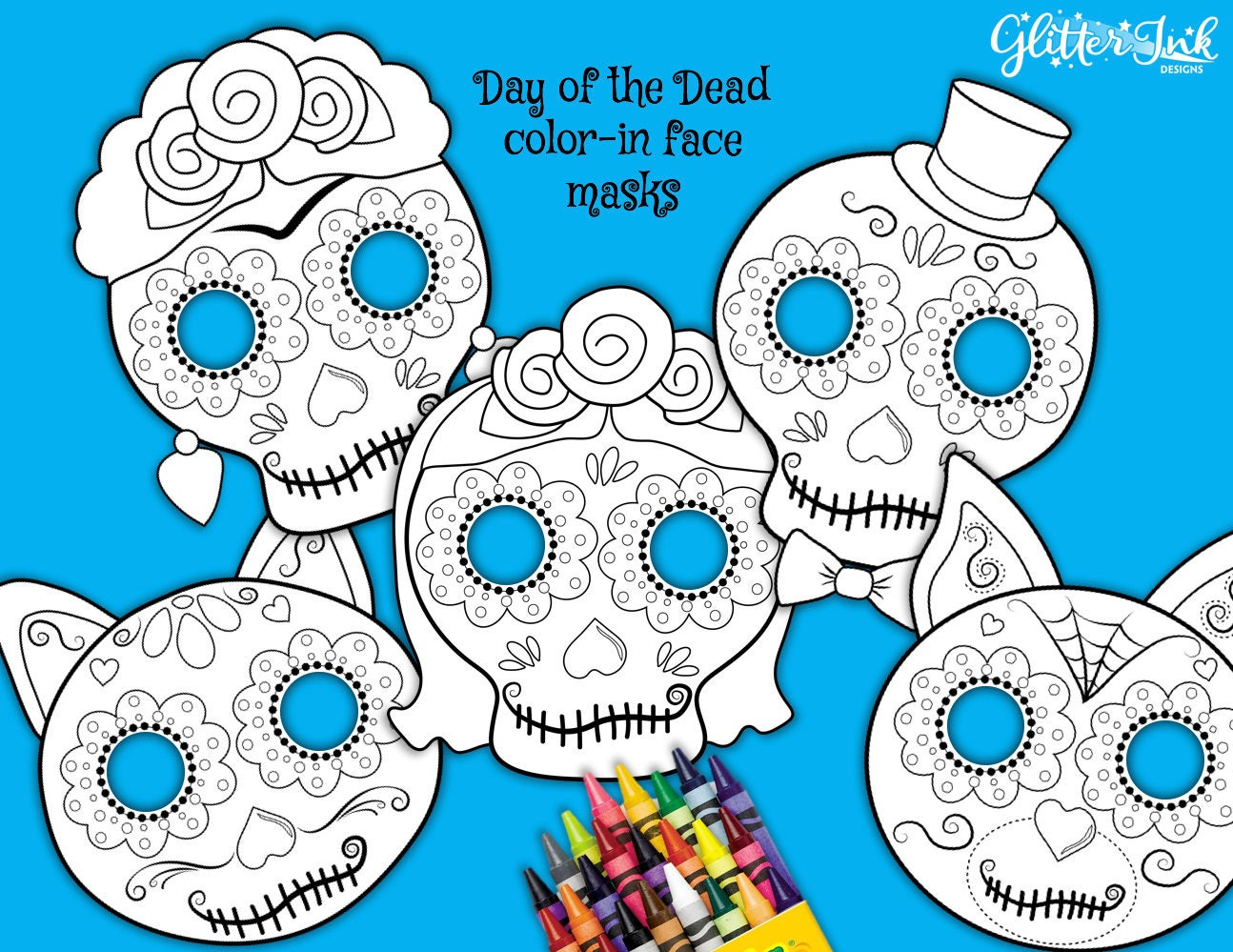 Day Of The Dead Sugar Skull Mask Coloring Pages, Printable Día De throughout Printable Day Of The Dead Mask