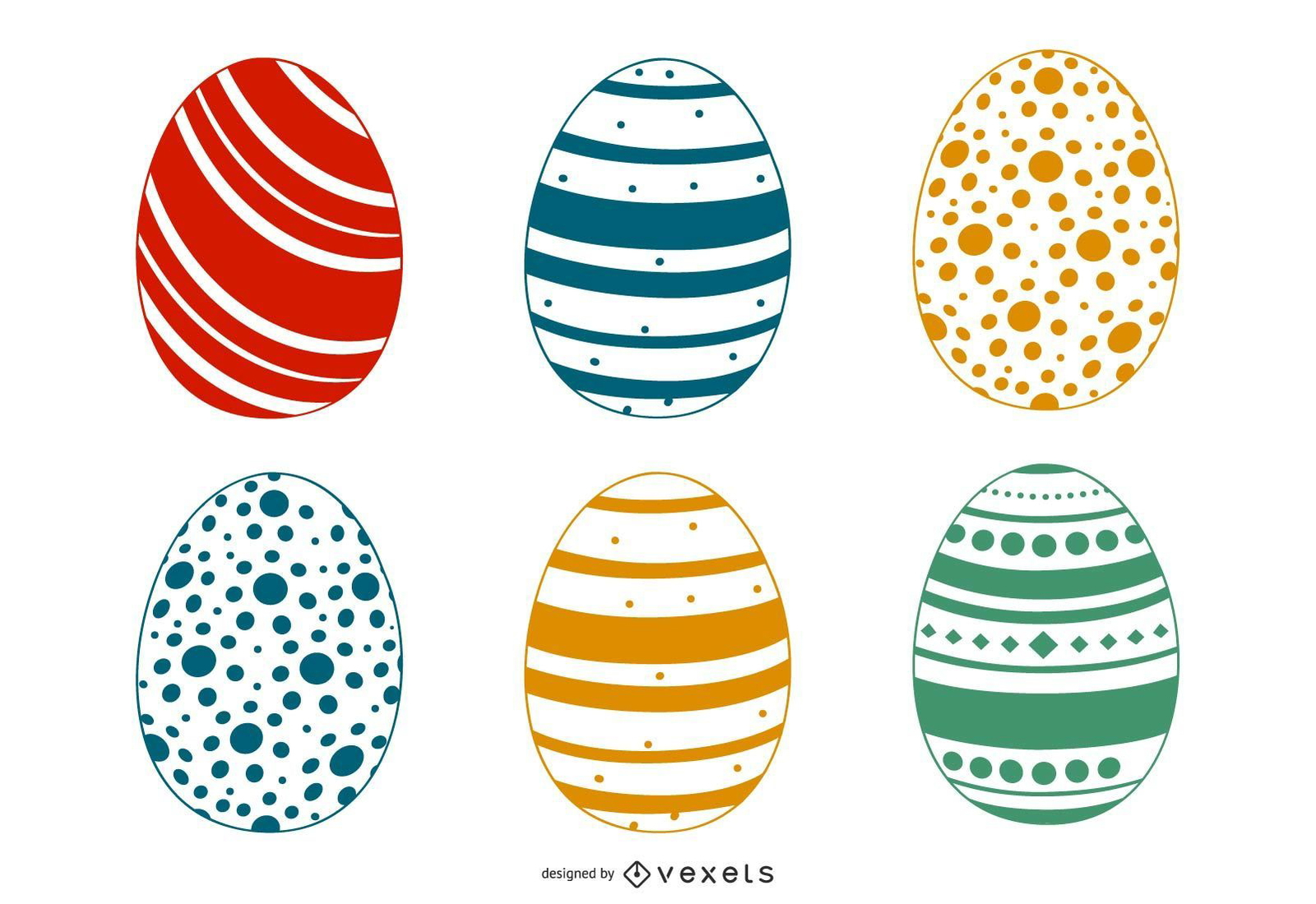 Decorated Colorful Easter Egg Set Vector Download intended for Colored Easter Eggs Printable