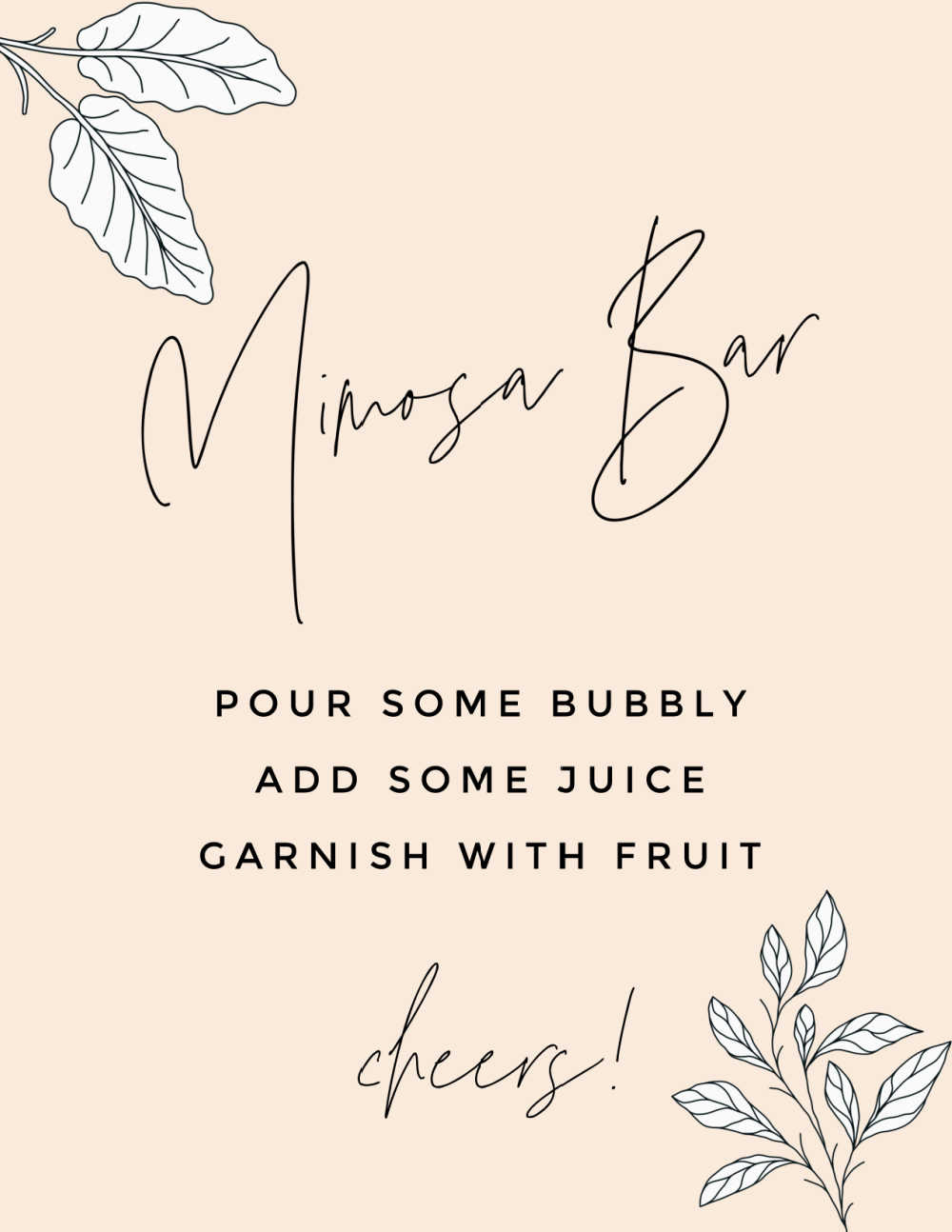 Diy Mimosa Bar Cart With Free Printable Mimosa Bar Sign | throughout Free Mimosa Bar Printable
