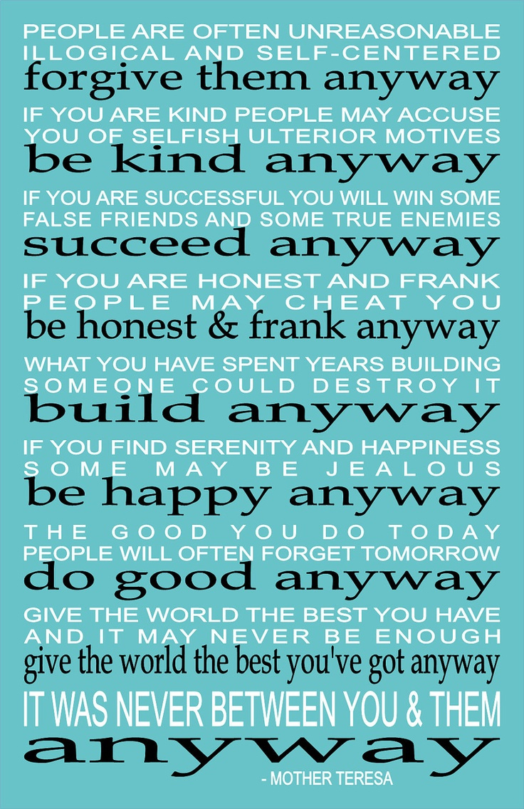 Do It Anyway - Mother Teresa regarding Prayer Mother Teresa Do It Anyway Printable