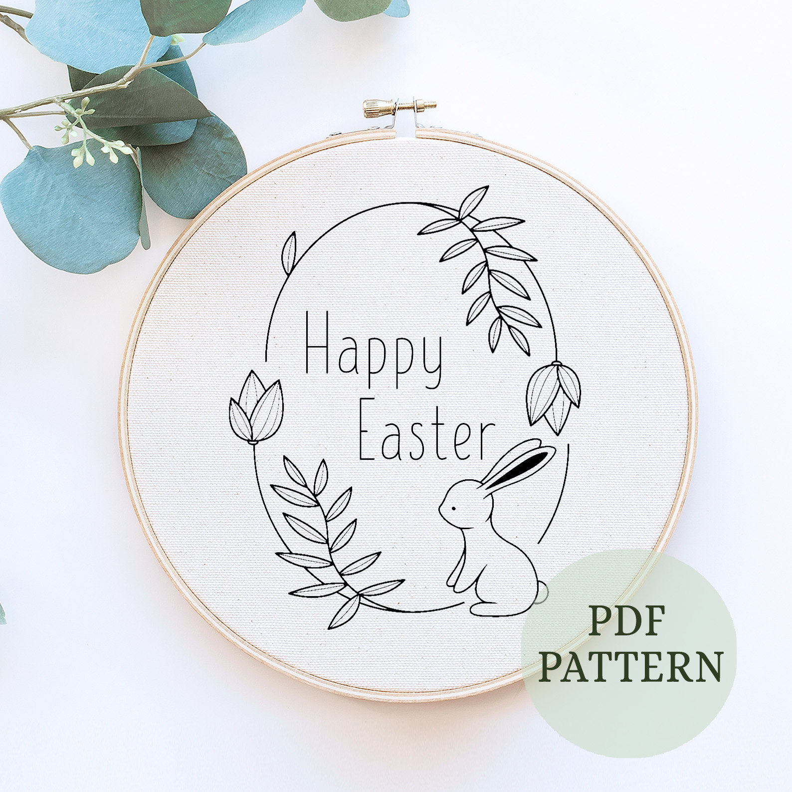 Easter Bunny Hand Embroidery • Embroidery Pattern • Pdf • Digital regarding Easter Embroidery Patterns