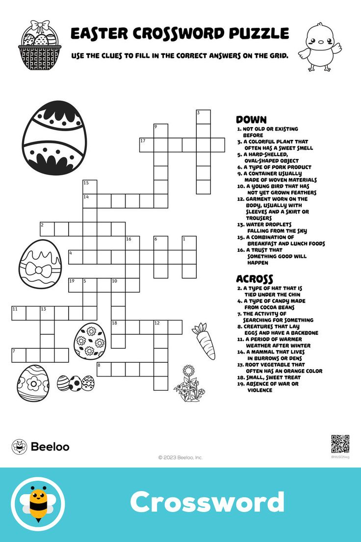 Easter Crossword Puzzle throughout Free Printable Easter Crossword