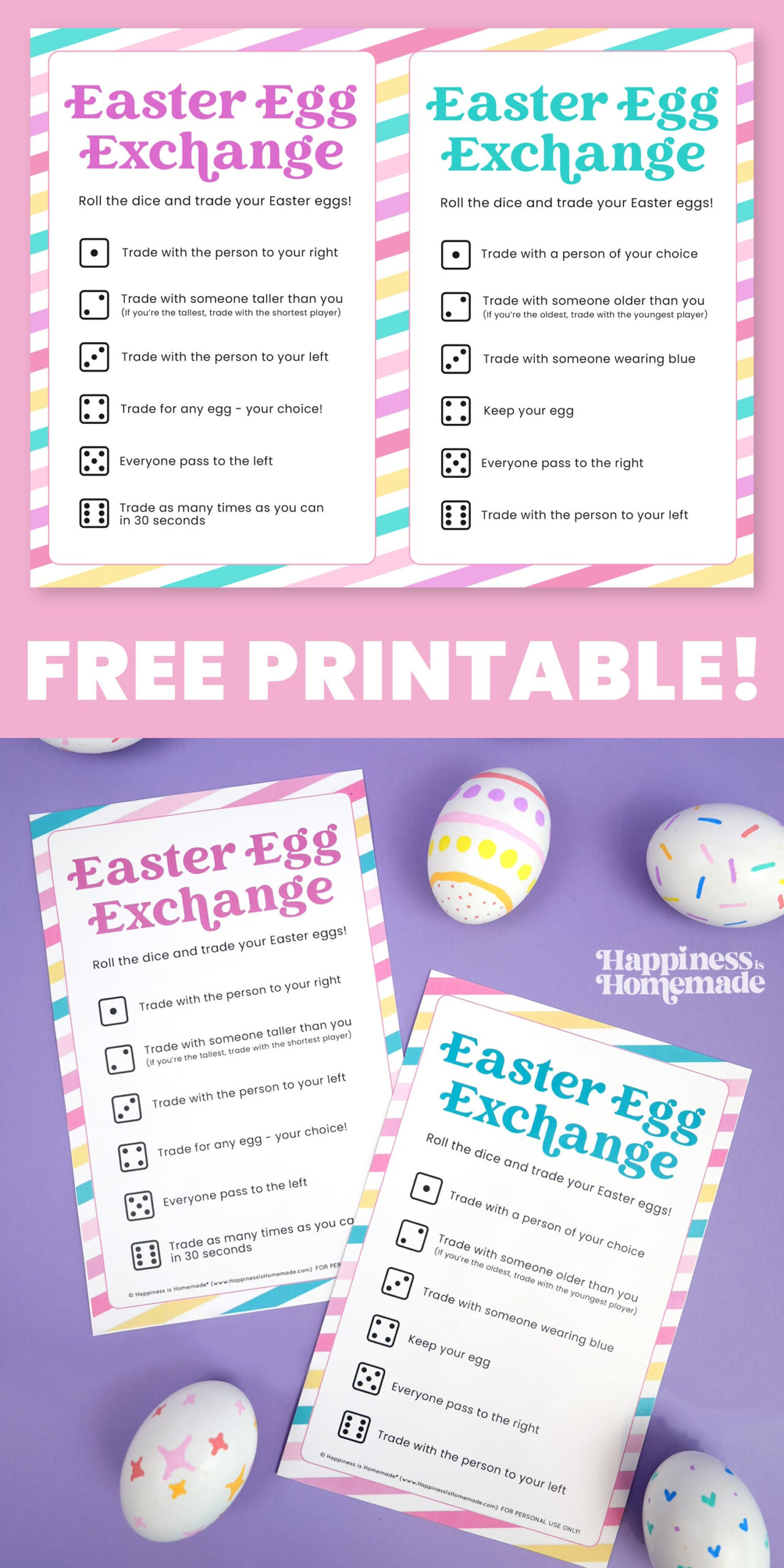 Easter Egg Exchange Dice Game - Happiness Is Homemade regarding Easter Eggs Dice Game Free Printable