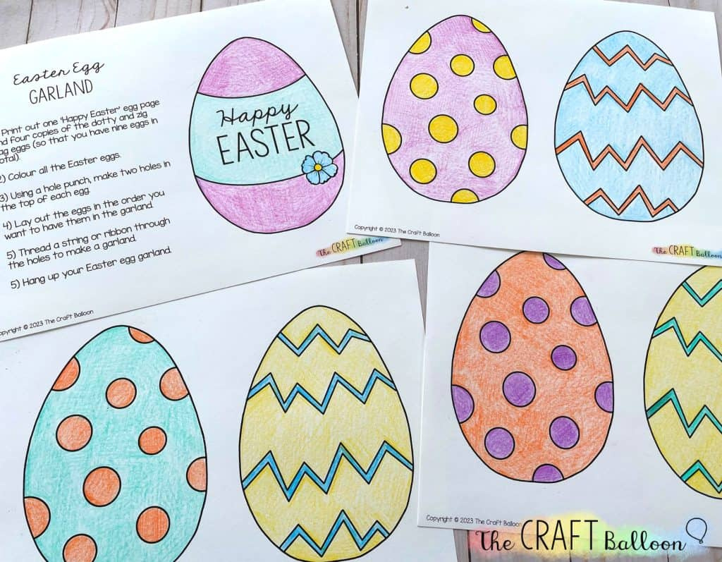 Easter Egg Garland - The Craft Balloon within Easter Eggs Crafts Printable