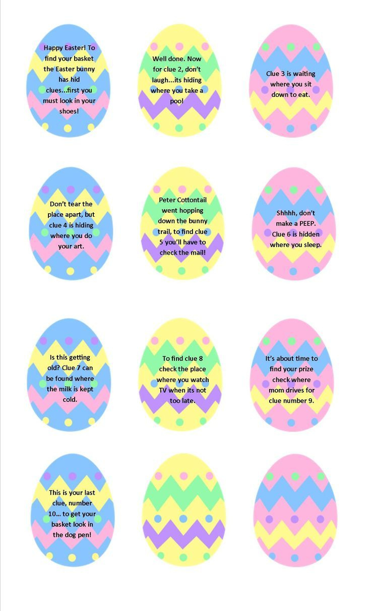 Easter Egg Hunt W/Free Printable Clues For All Ages!! with Easter Eggs Hunt Free Printable