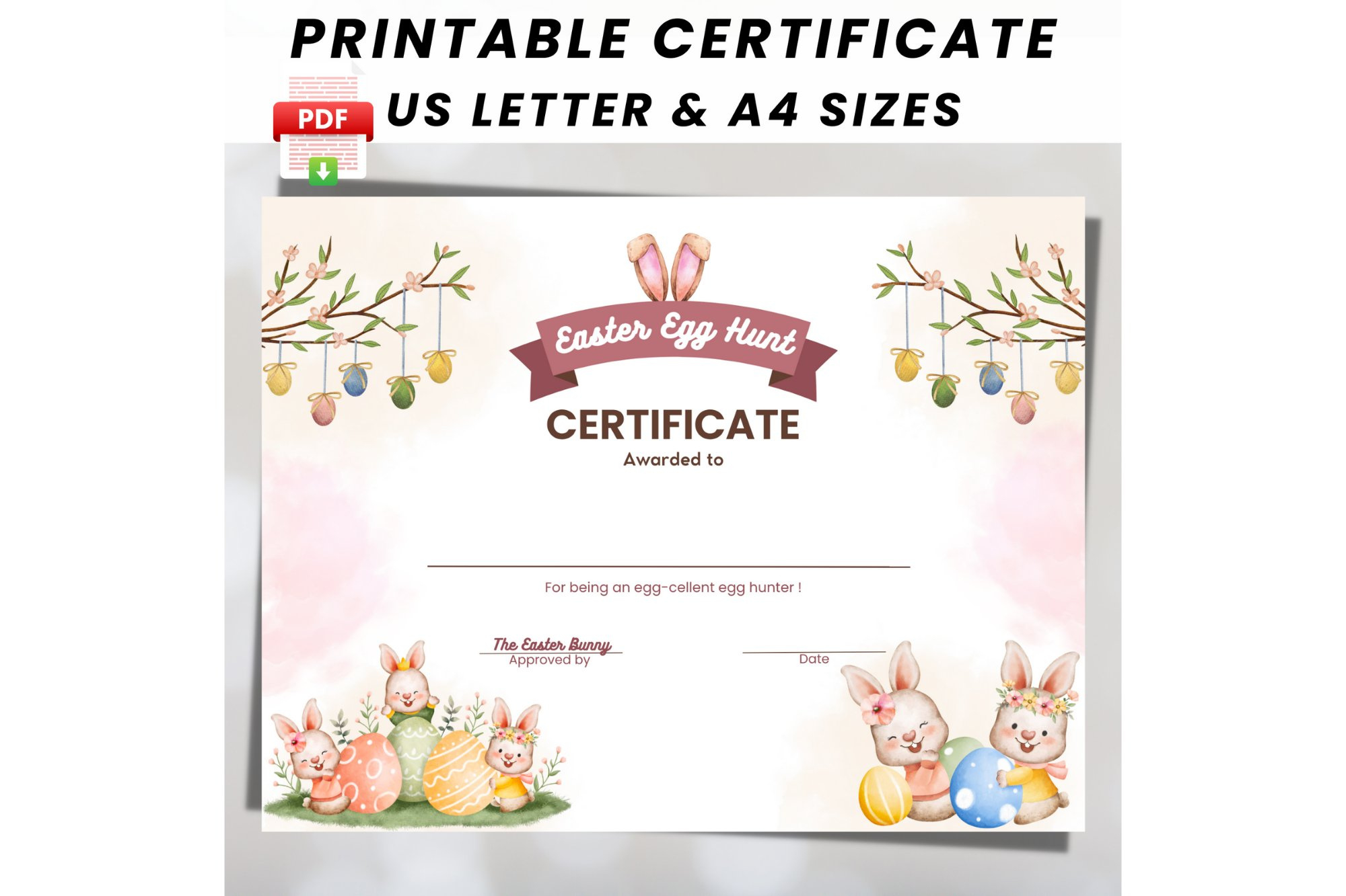 Easter Egg Hunter Printable Certificate, Easter Competition with regard to Free Printable Easter Eggs Hunt Certificates