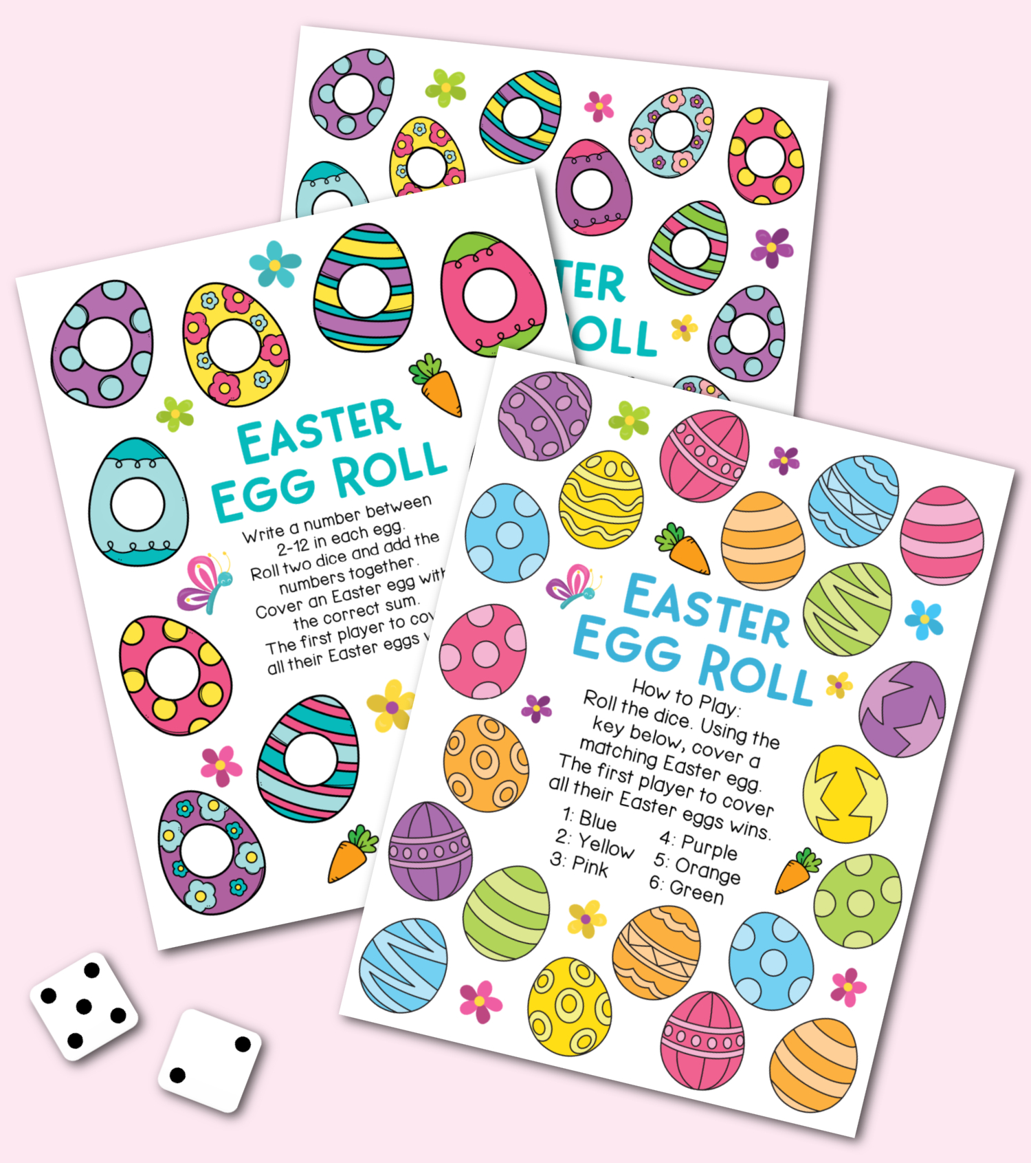 Easter Egg Roll Dice Games - Kara Creates throughout Easter Eggs Dice Game Free Printable