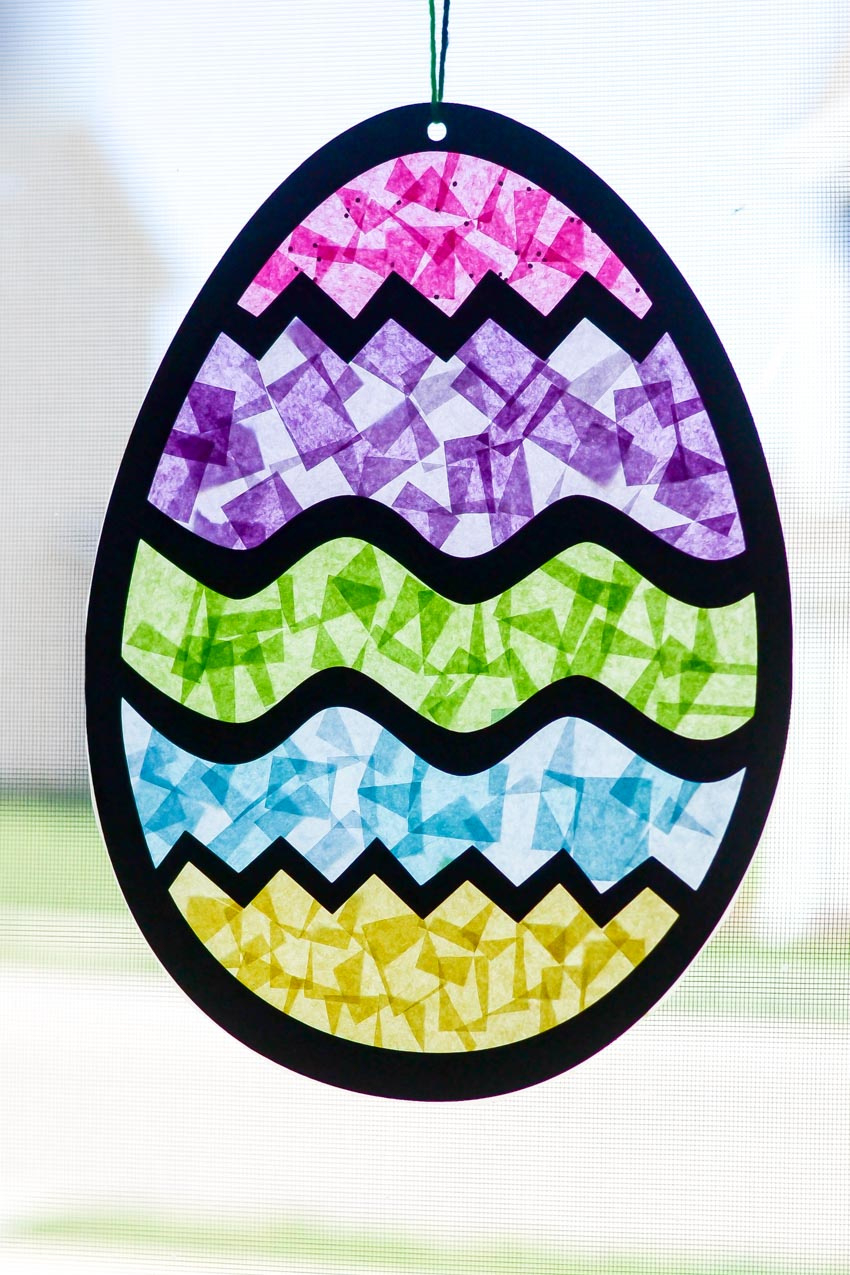 Easter Egg Tissue Paper Stained Glass Craft - Three Little Ferns pertaining to Easter Stained Glass Stencil Designs