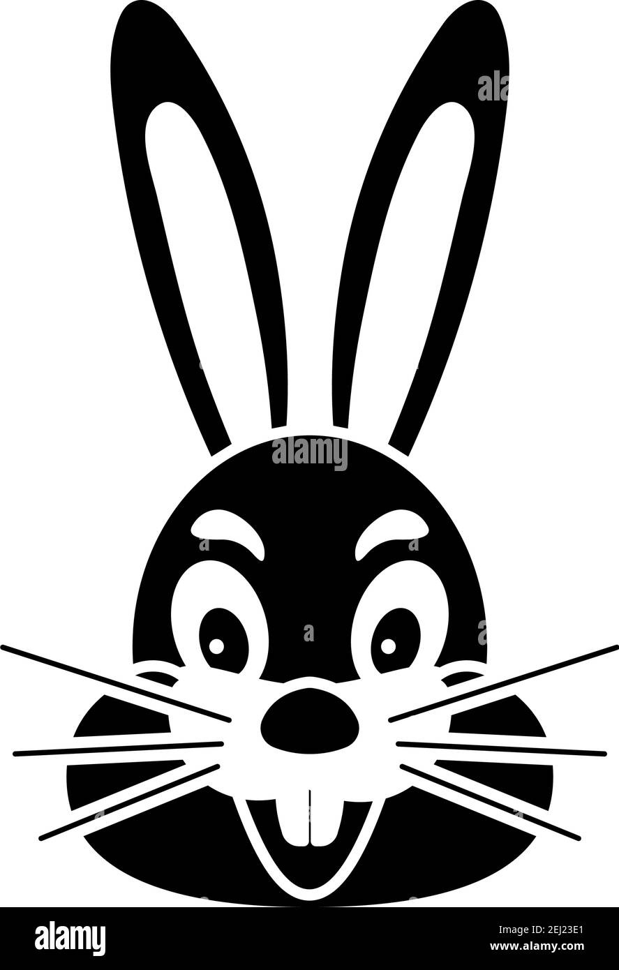 Easter Rabbit Icon. Black Stencil Design. Vector Illustration intended for Bunny Easter Stencil