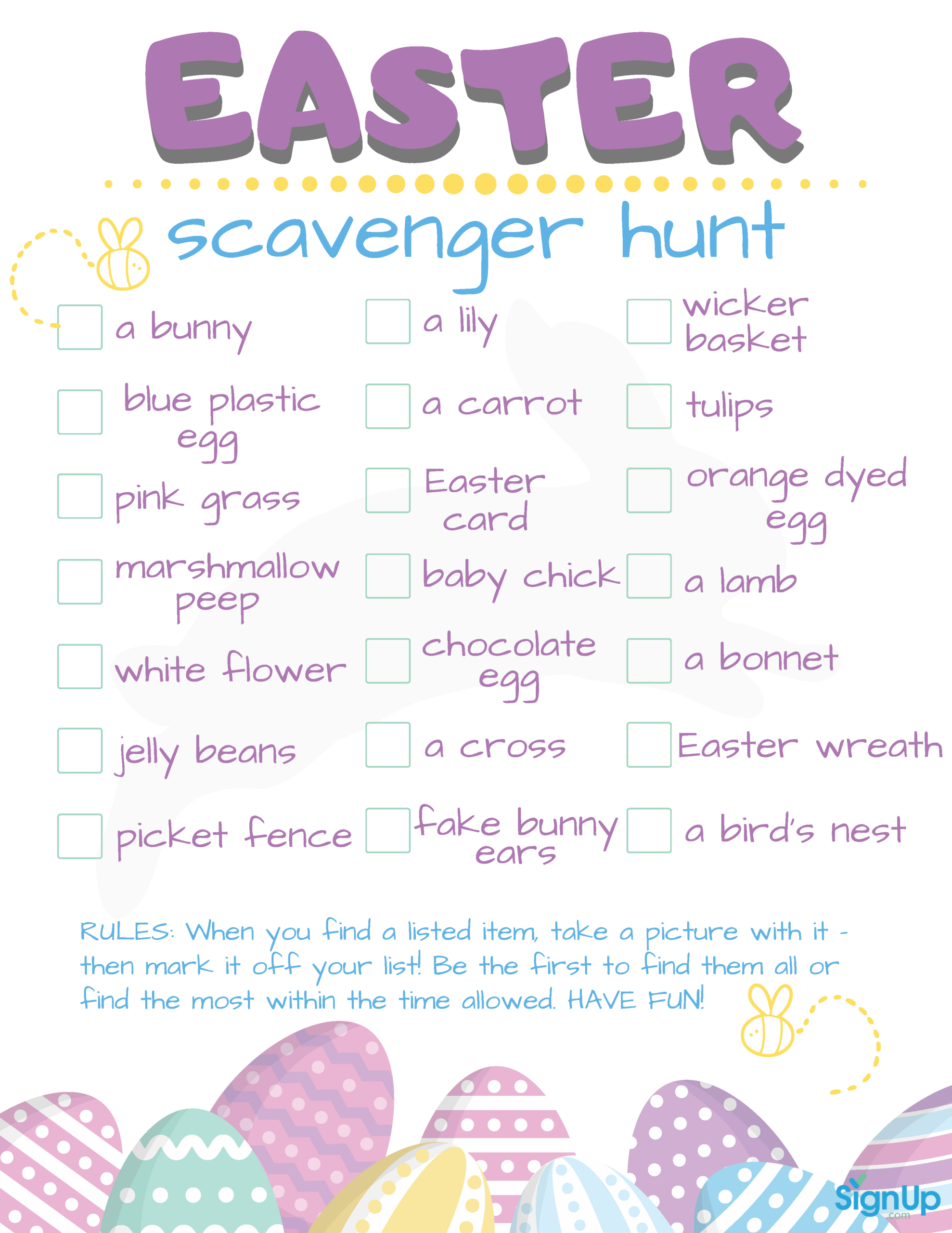 Easter Scavenger Hunt | Signup with Printable Office Easter Eggs Hunt