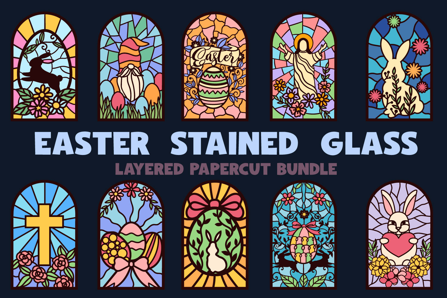 Easter Stained Glass Svg Bundle with regard to Easter Stained Glass Stencil Designs
