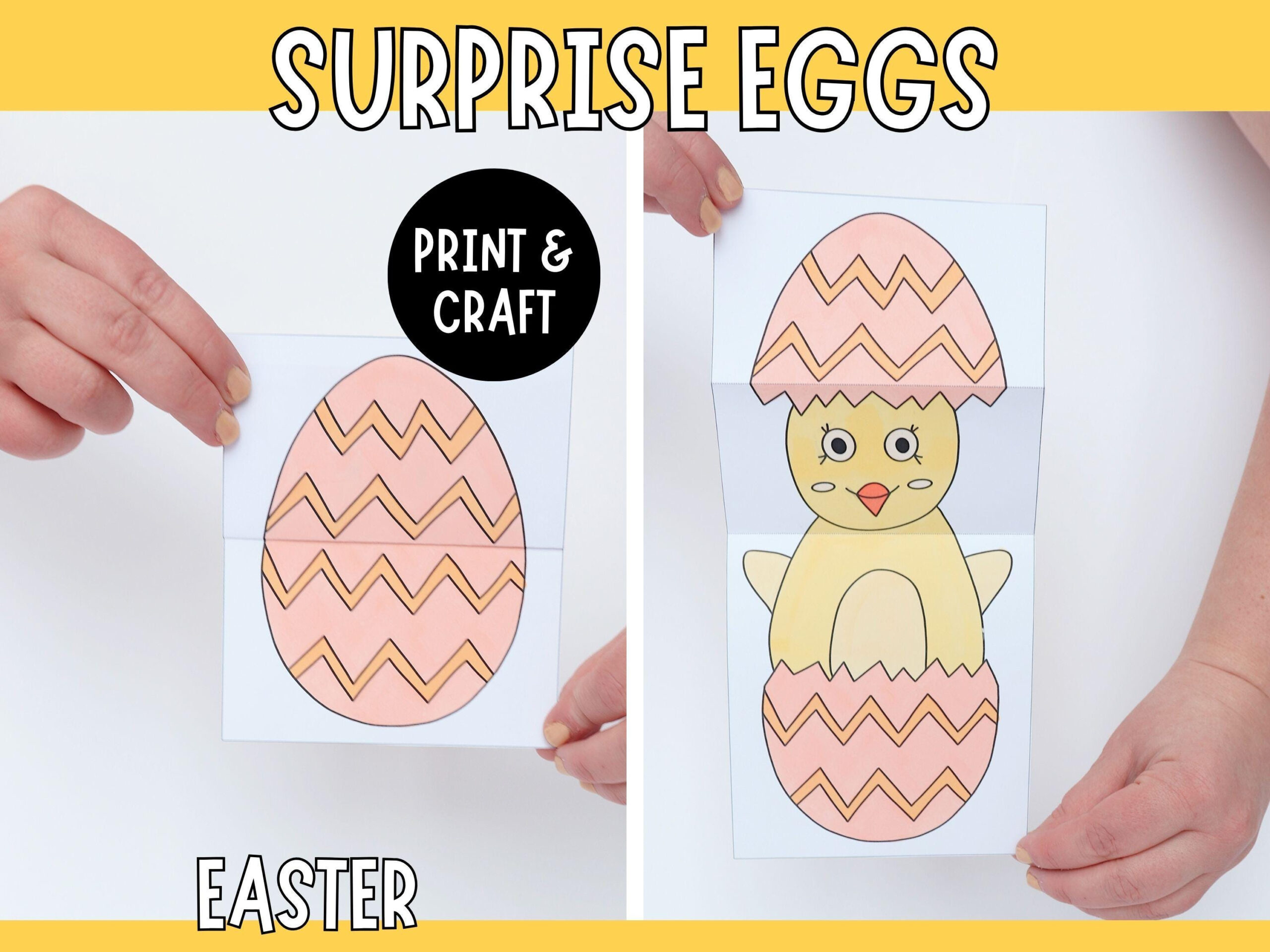 Easter Surprise Egg Cards - Printable Paper Craft For Kids - Etsy throughout Printable Easter Eggs Card Template