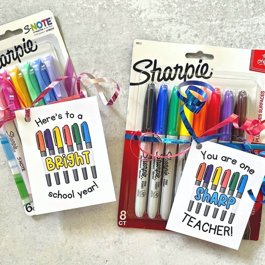 Easy Sharpie Marker Teacher Gifts With Free Printable Gift Tags pertaining to Sharpie Teacher Appreciation Free Printable