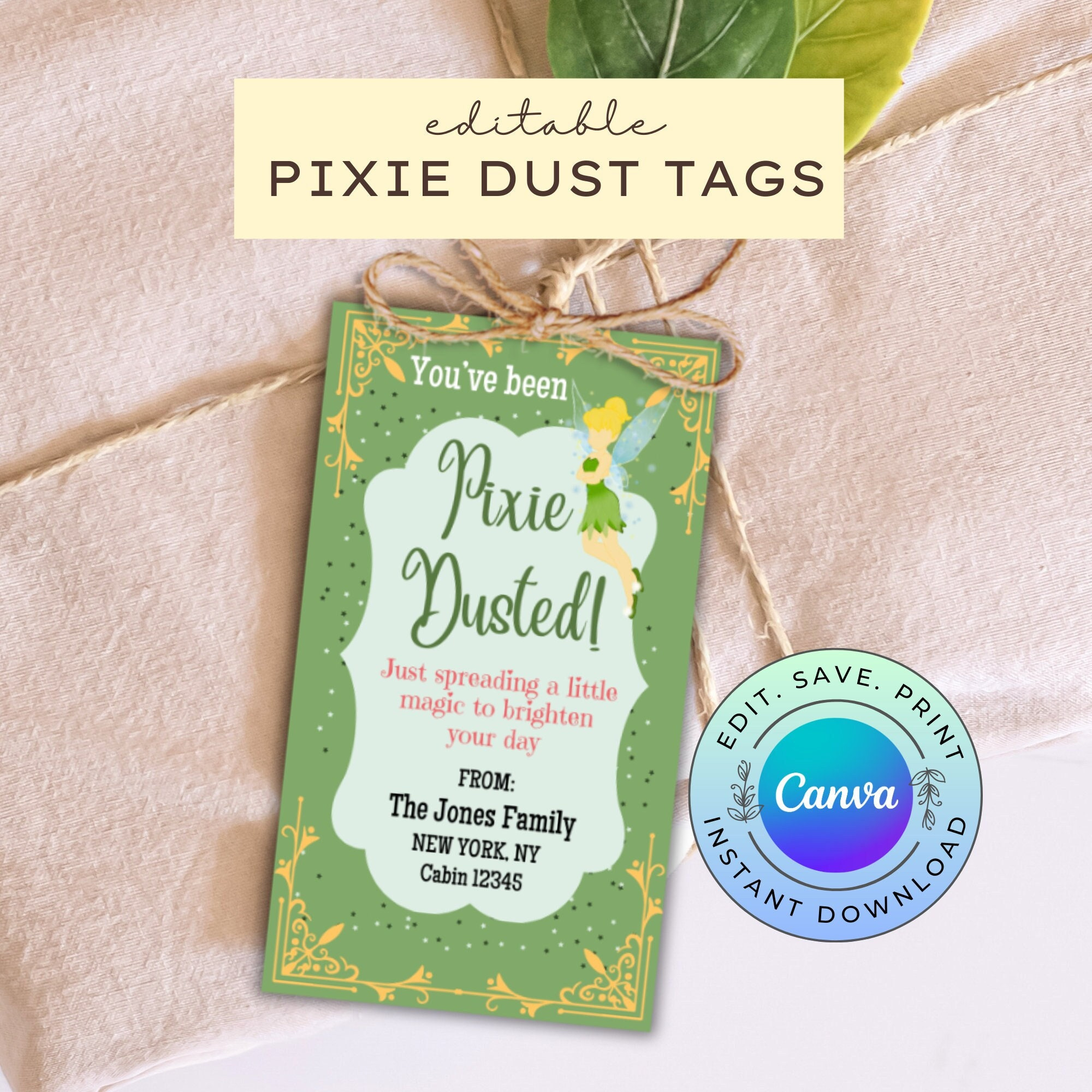 Editable Pixie Dust Tags, Printable Cruise Pixie Dust Tag with Pixie Dust Tags Free Printable