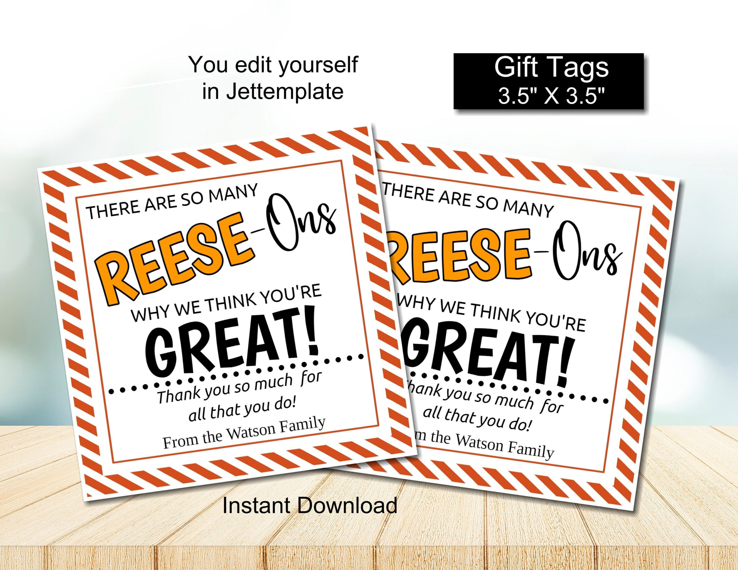 Editable We Think You&amp;#039;Re Great, Appreciation Gift Tags, Teacher intended for Tags Free Printable Reese&amp;#039;S Pieces Thank You Printable