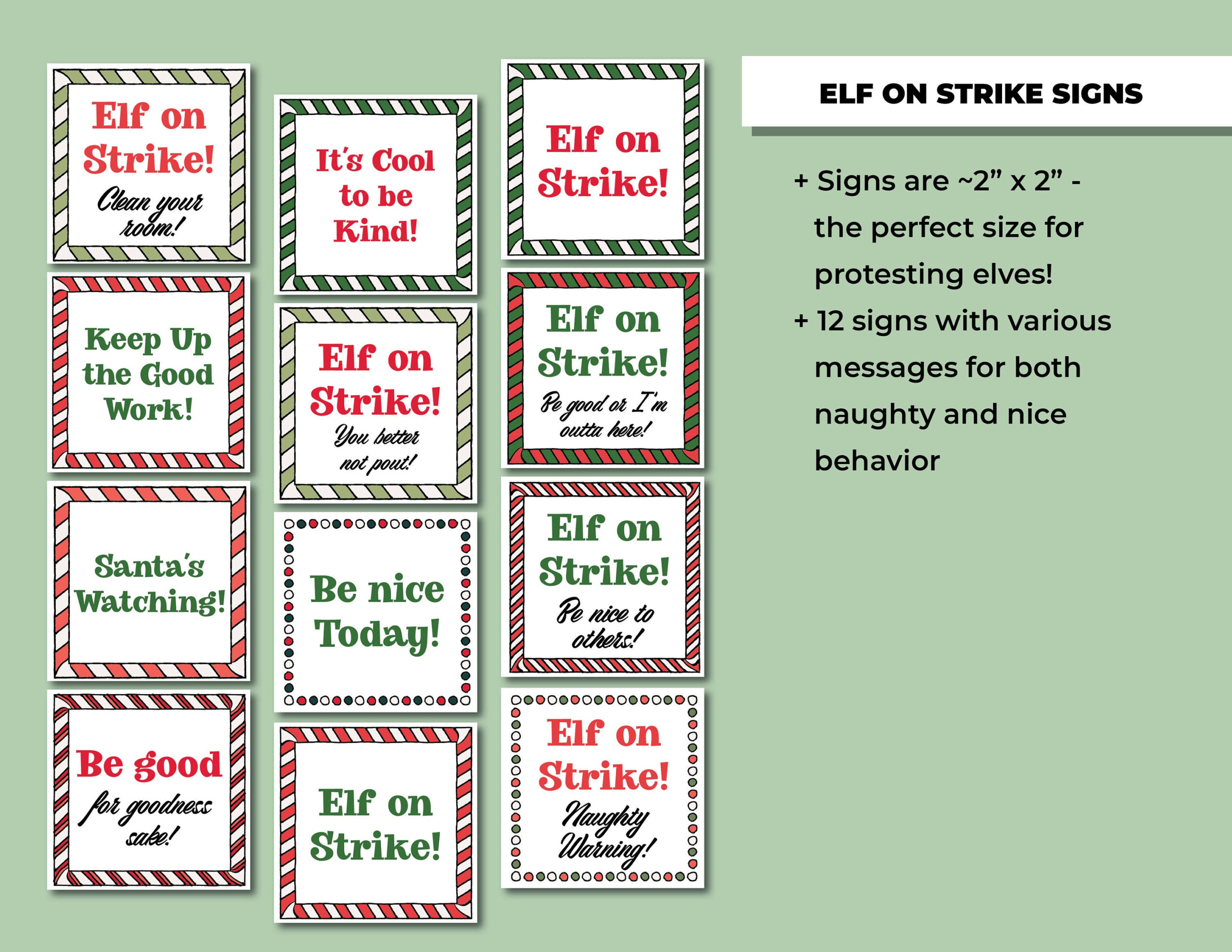 Elf On Strike Printable Signs, Christmas Elf Accessories, Holiday with regard to Elf On Strike Printable Free