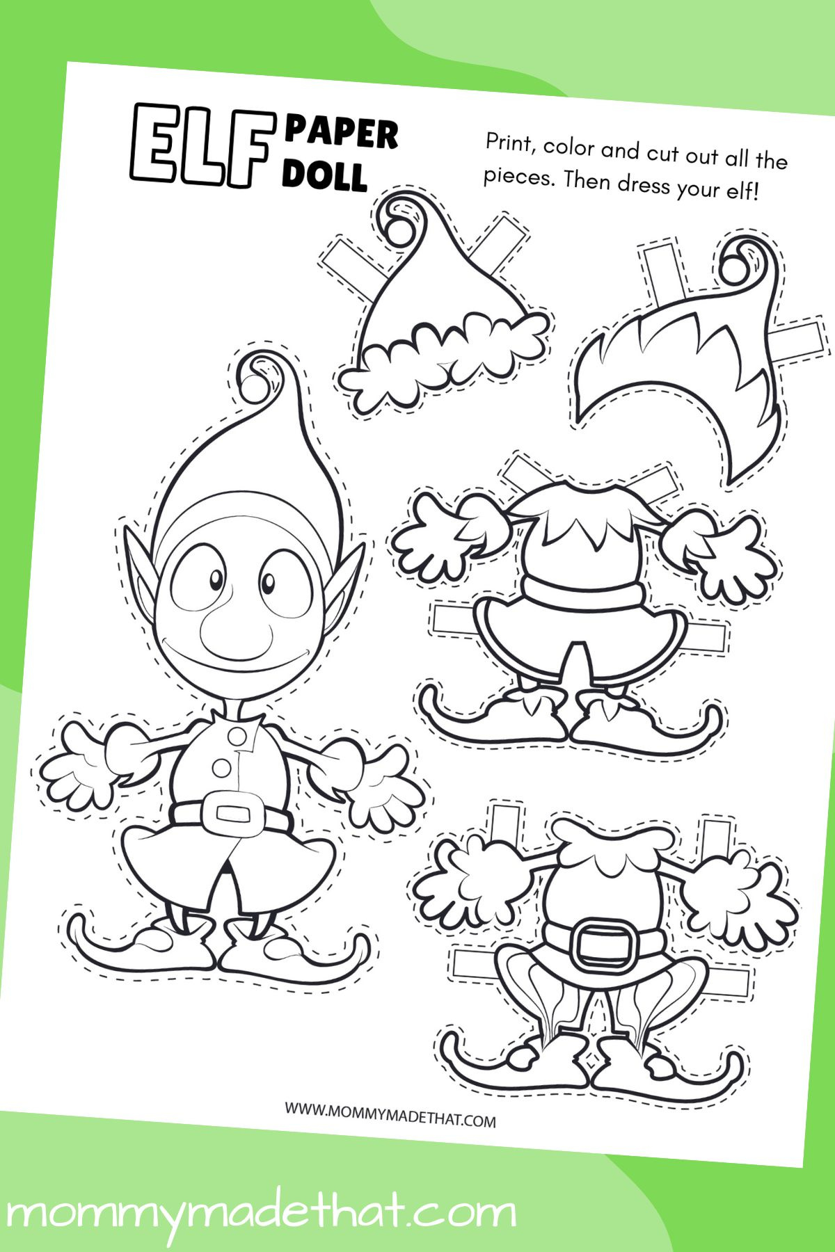Elf Paper Doll (Grab The Free Printable Template) regarding Elf Paper Doll Printable