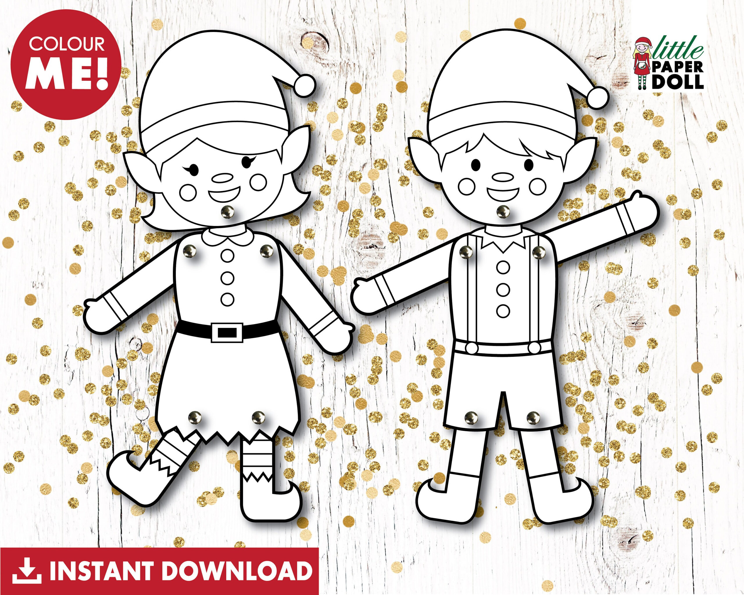 Elf Paper Dolls Instant Download, Elf Paper Puppets, Elf Christmas pertaining to Elf Paper Doll Printable